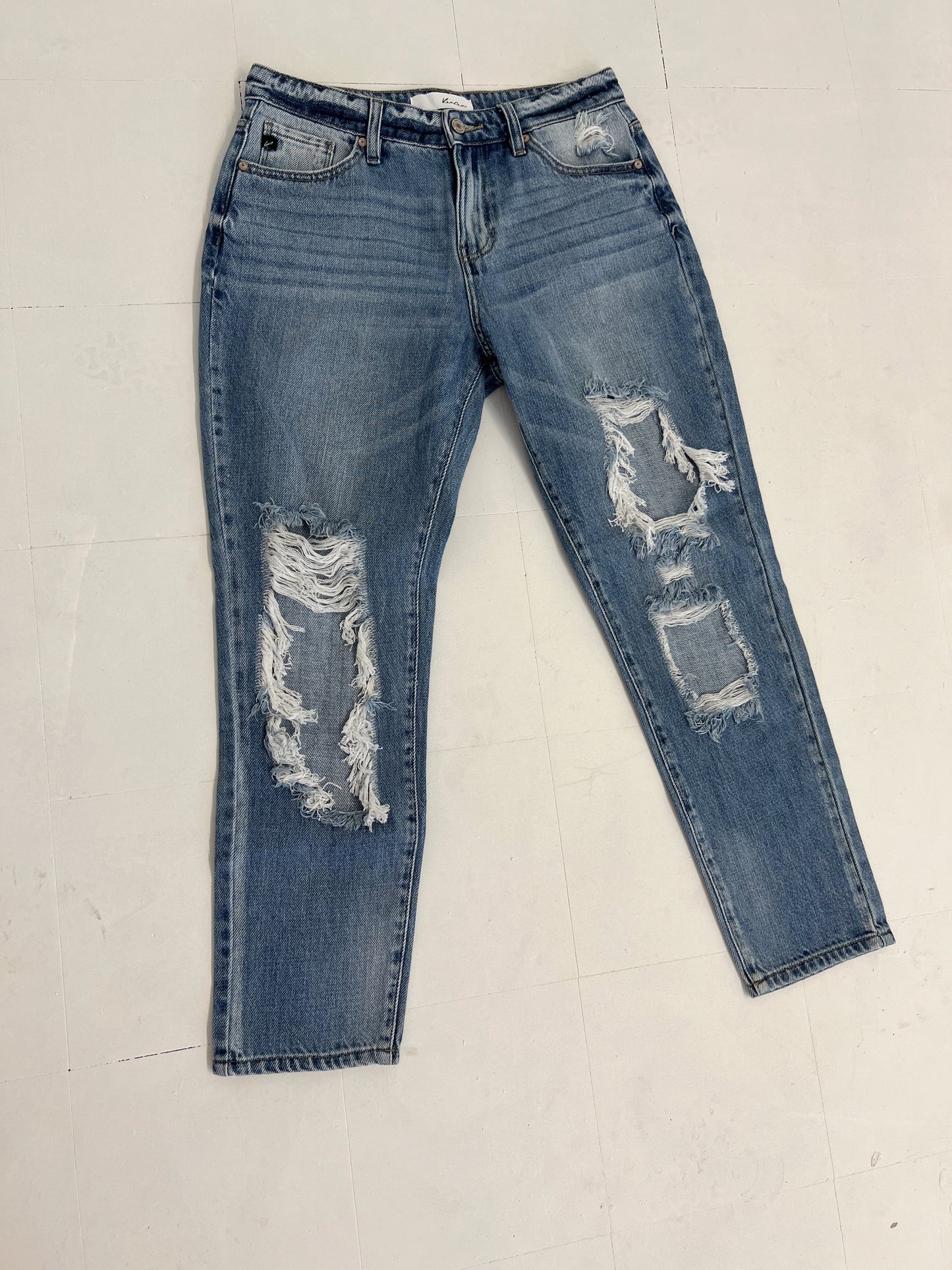 High Rise Distressed Boyfriend Jeans
