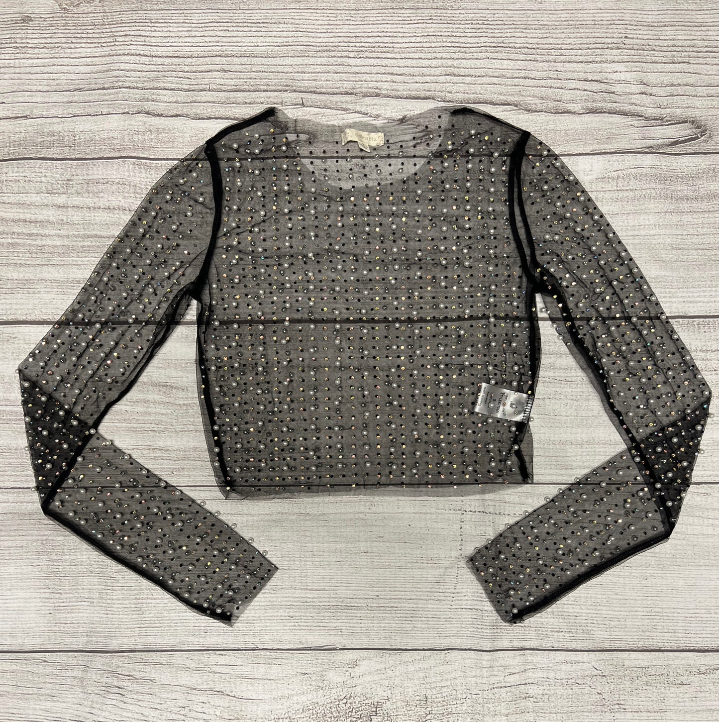 Pearl and Rhinestone Mesh Top