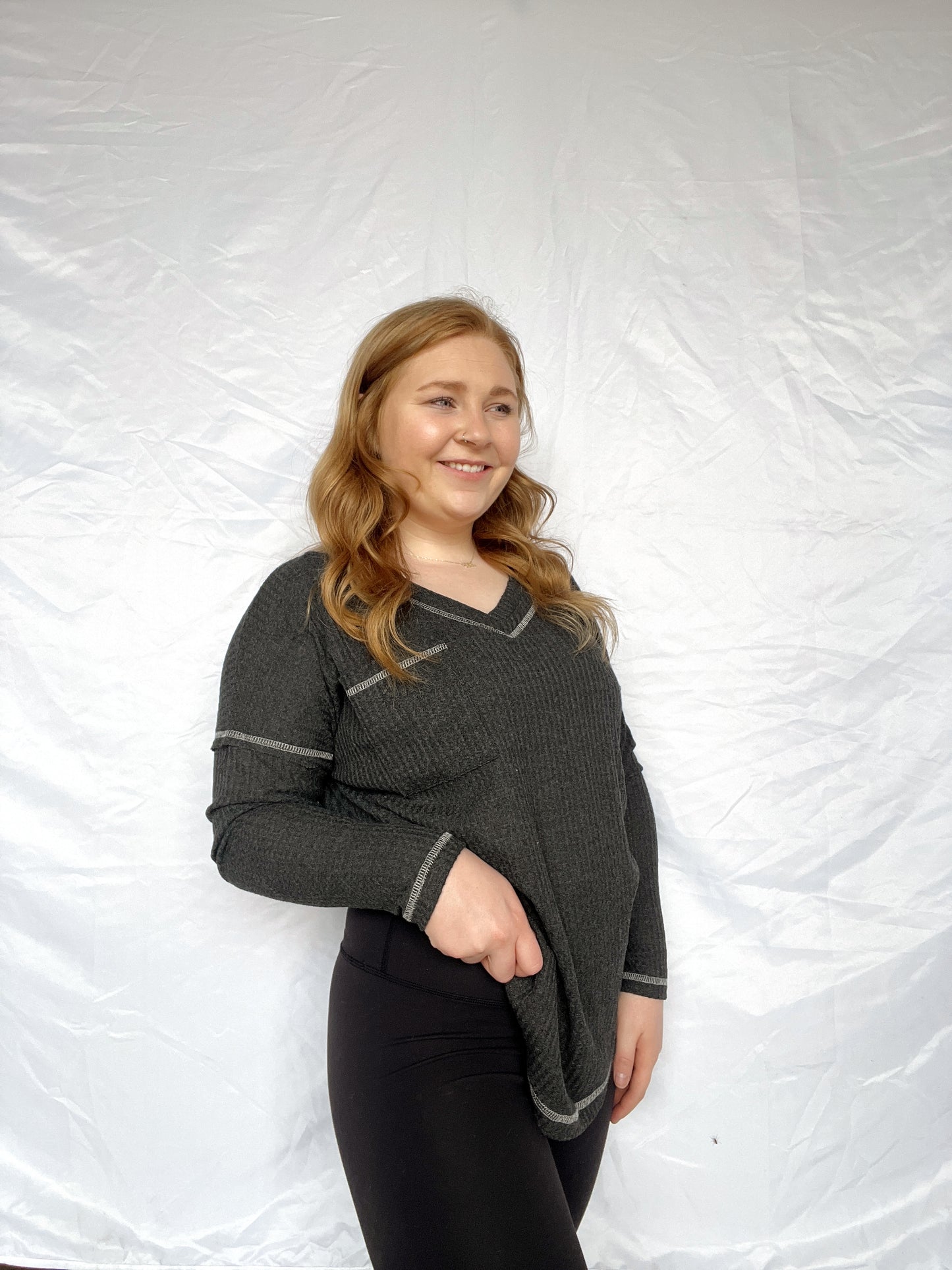 Spring Breeze V-Neck Long Sleeve Top