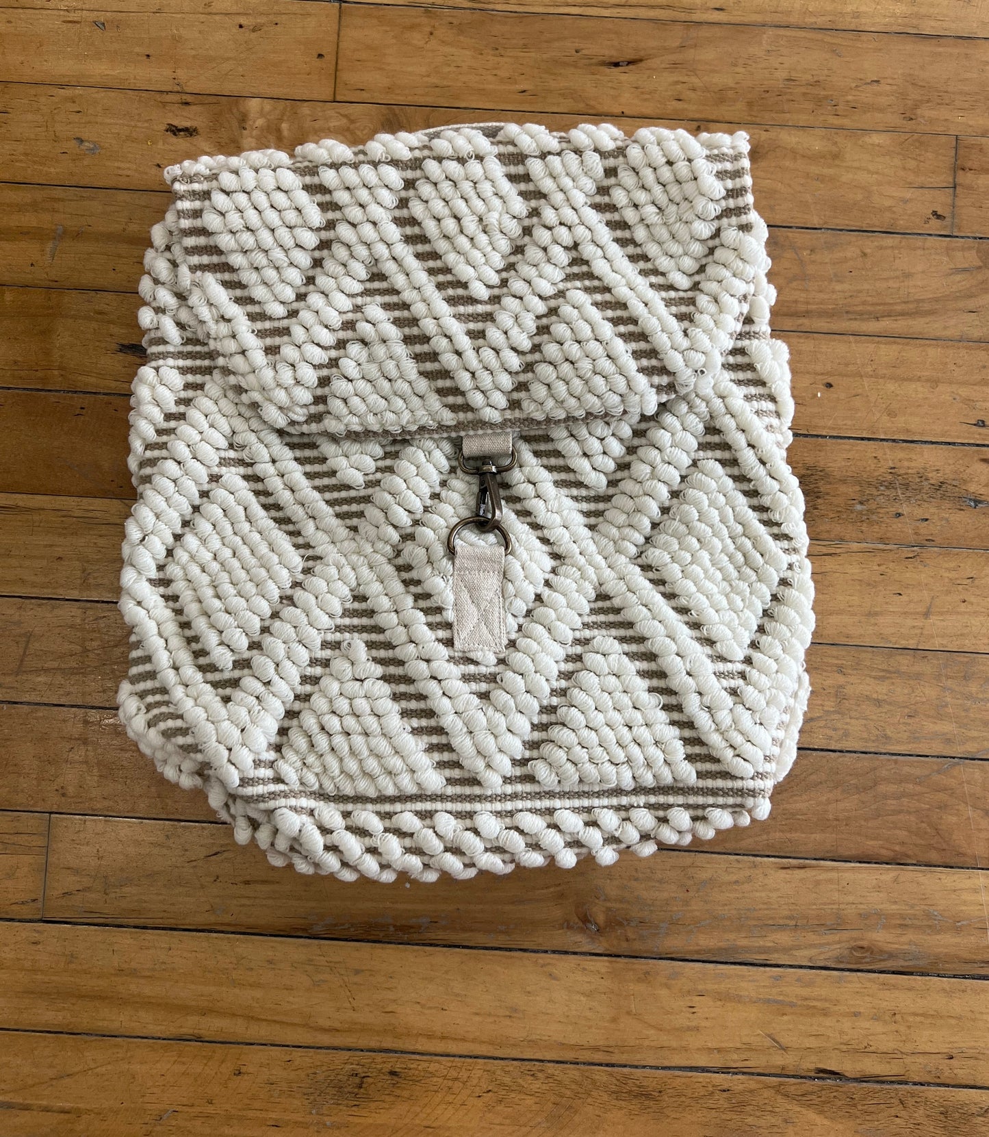 Cream Woven Backpack