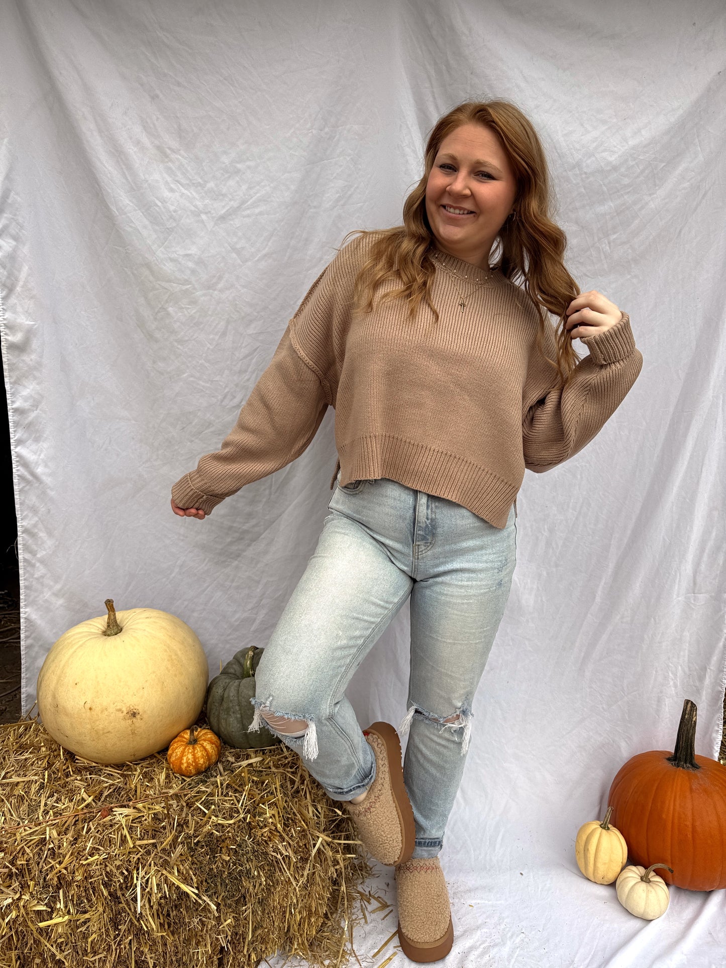 Cropped Ribbed Sweater