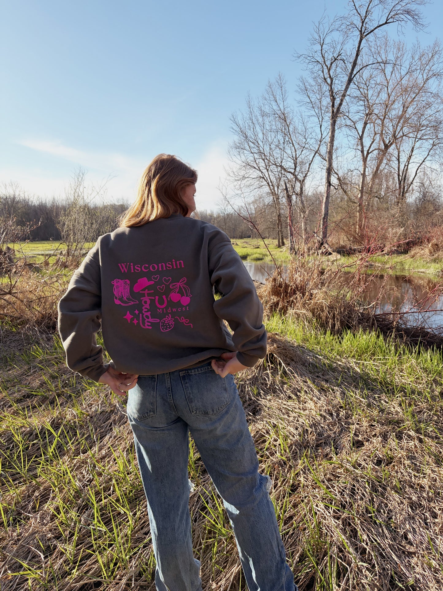 Pink Western WI Crewneck