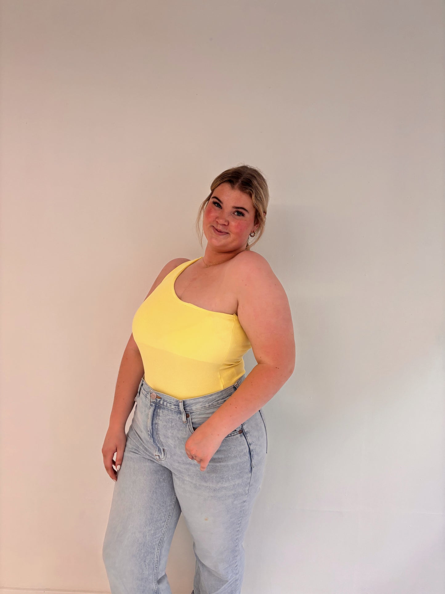 Yellow One Shoulder Bodysuit