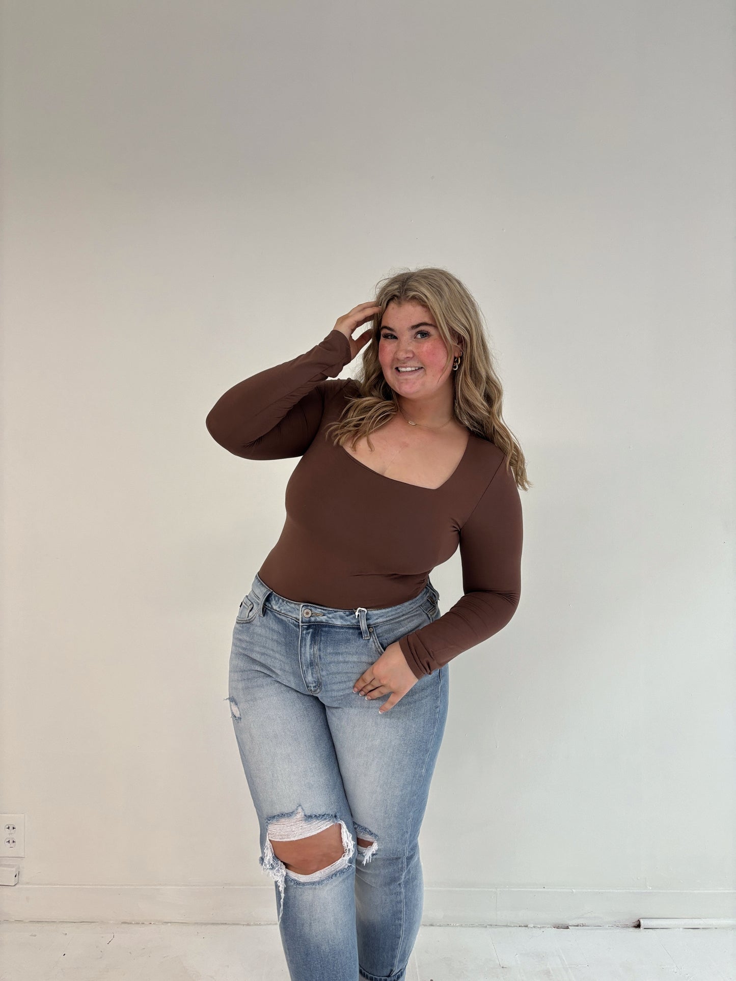 Long Sleeve Square Neck Top