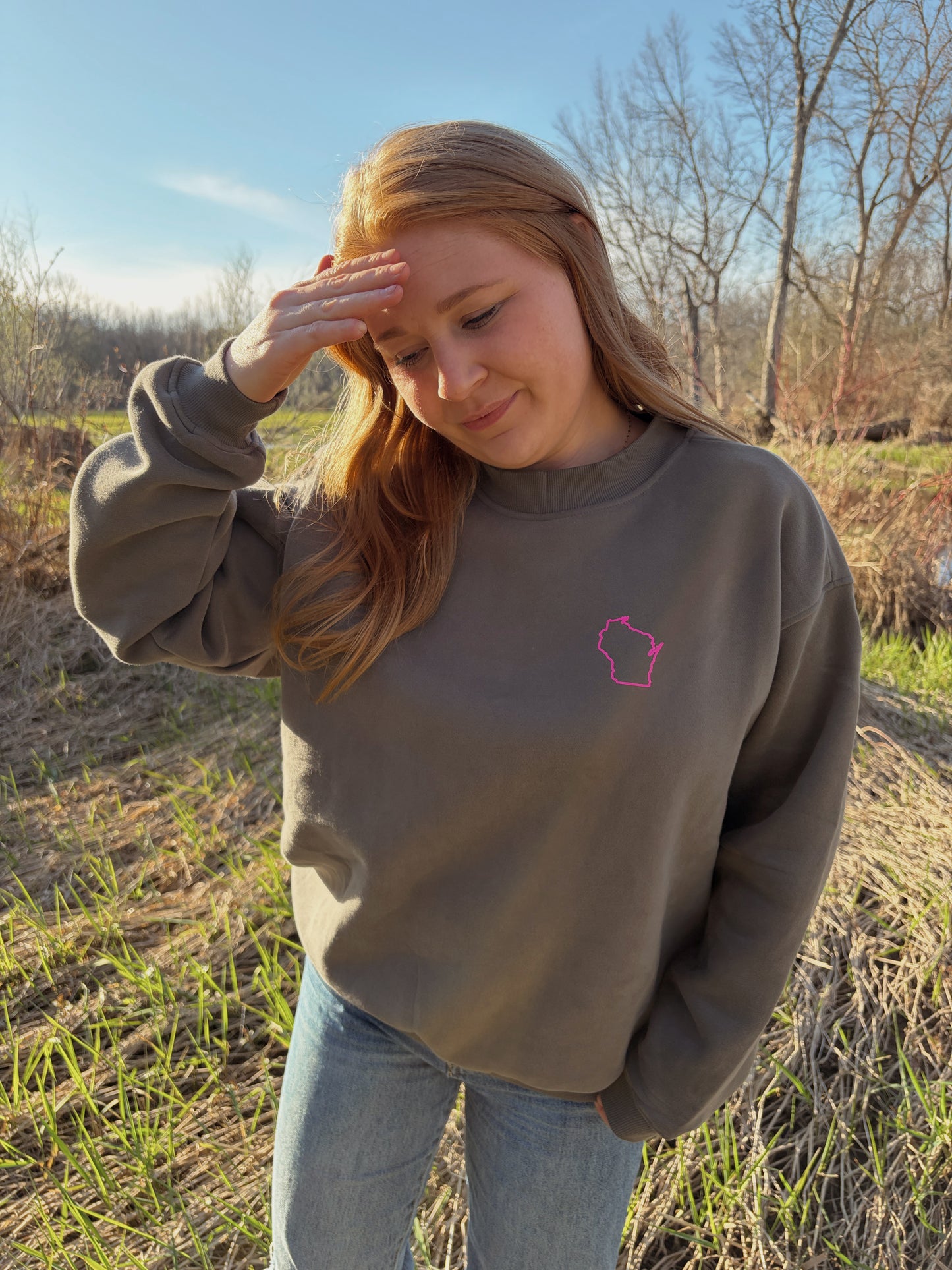 Pink Western WI Crewneck