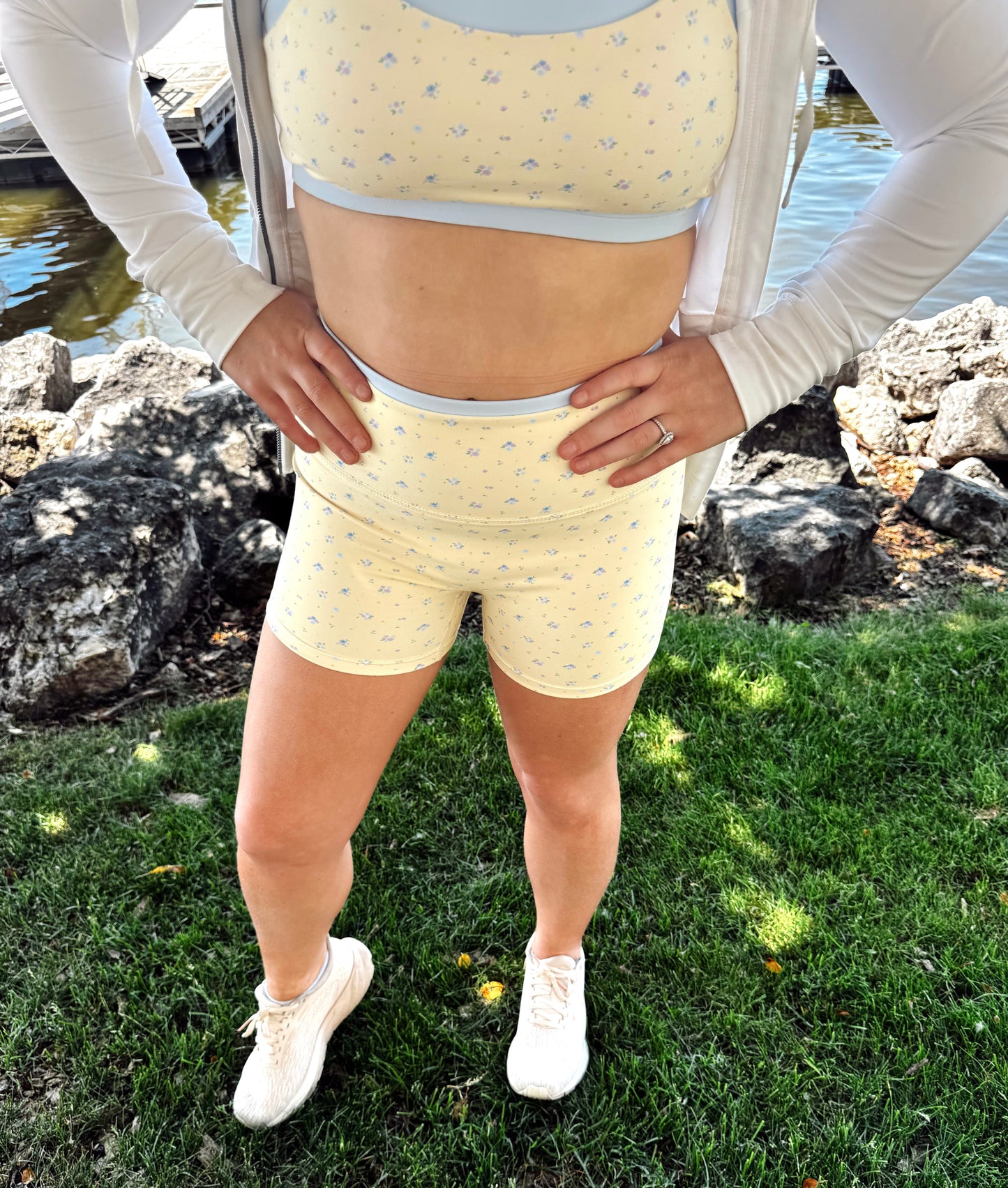 Lemon Bloom Biker Shorts