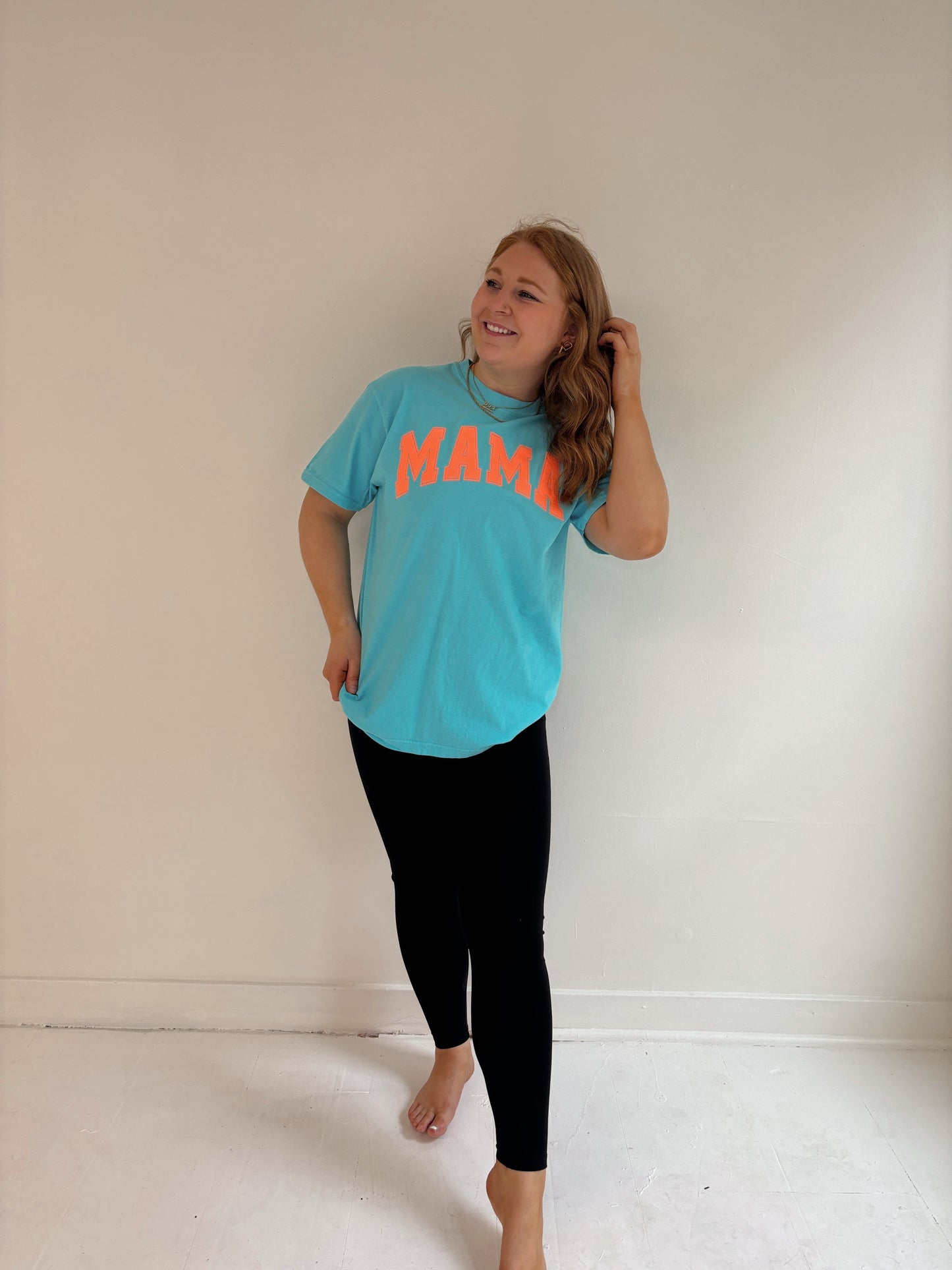 MAMA Puff Print Graphic Tee (Lagoon Blue)