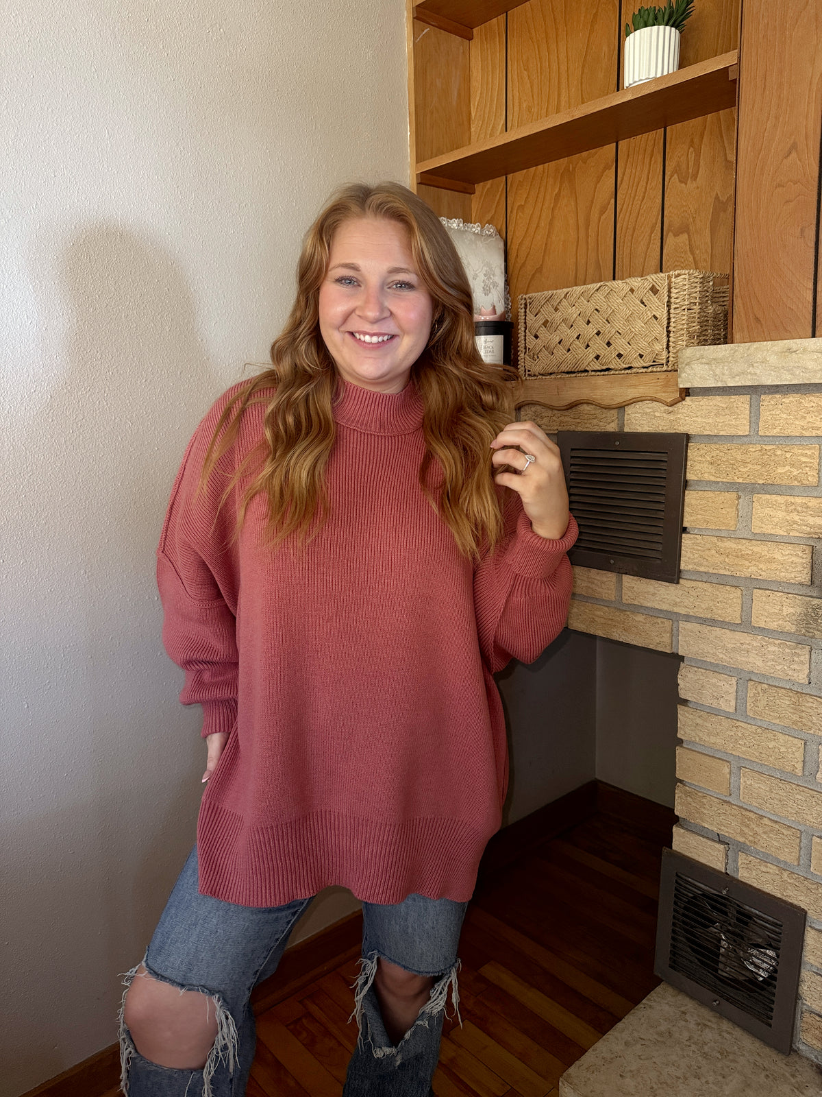 Payton Oversized Sweater - Winter Rose