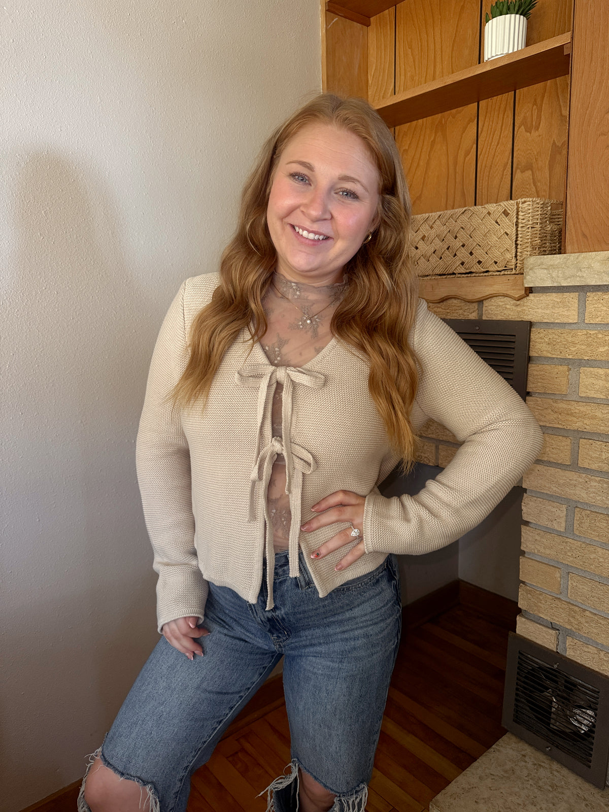 Cocoa Lace Mesh Top