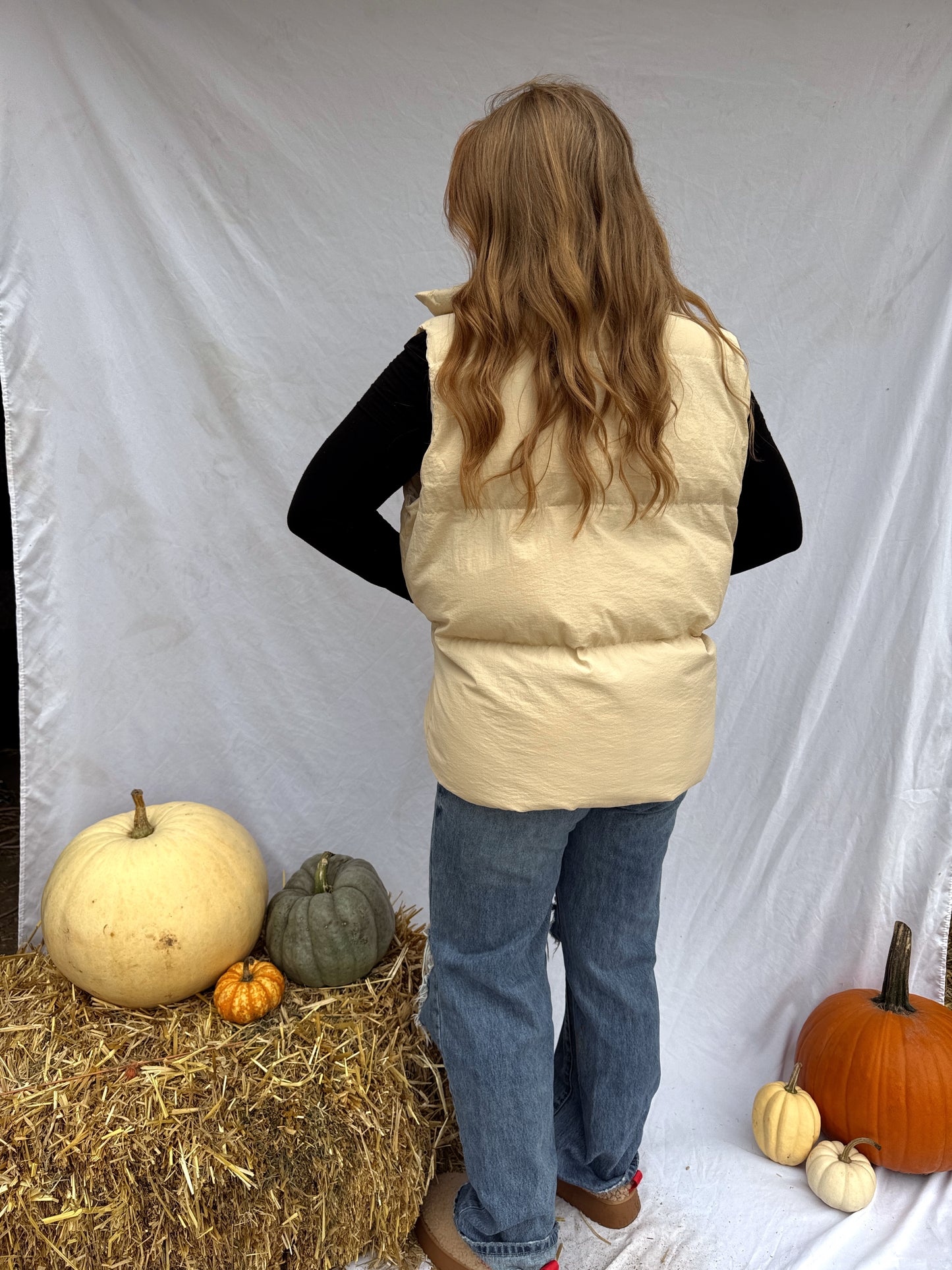 Denim Layered Puffer Vest