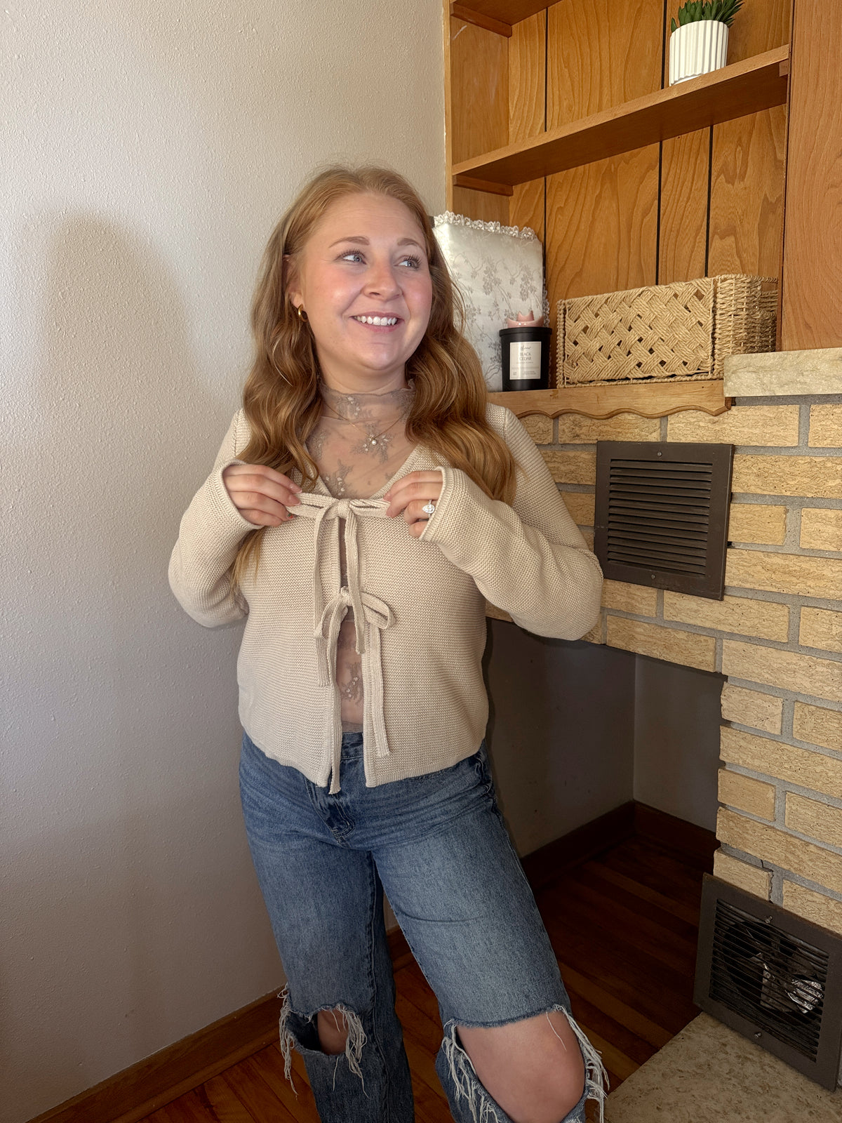 Front Tie Sweater Top