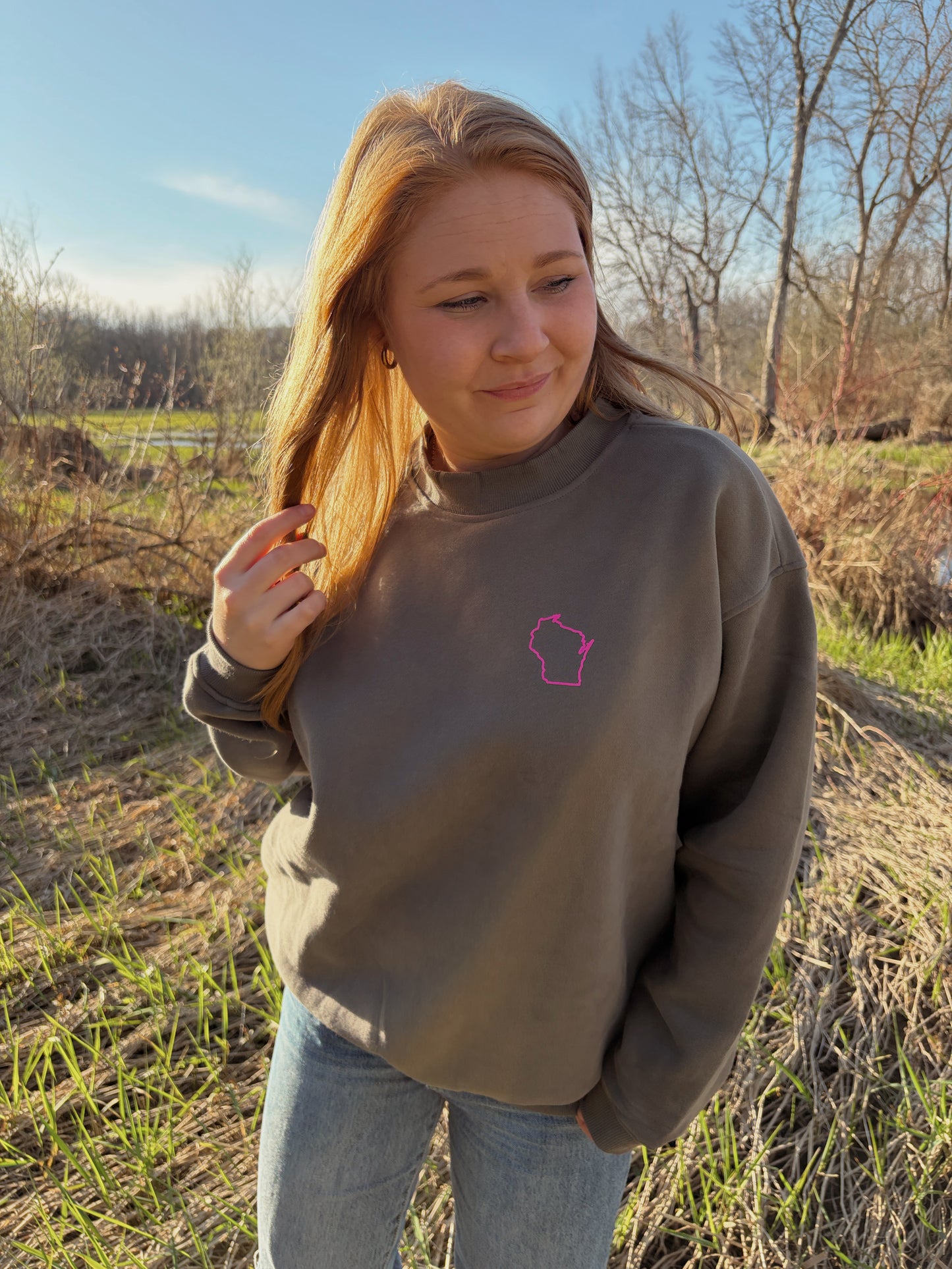 Pink Western WI Crewneck
