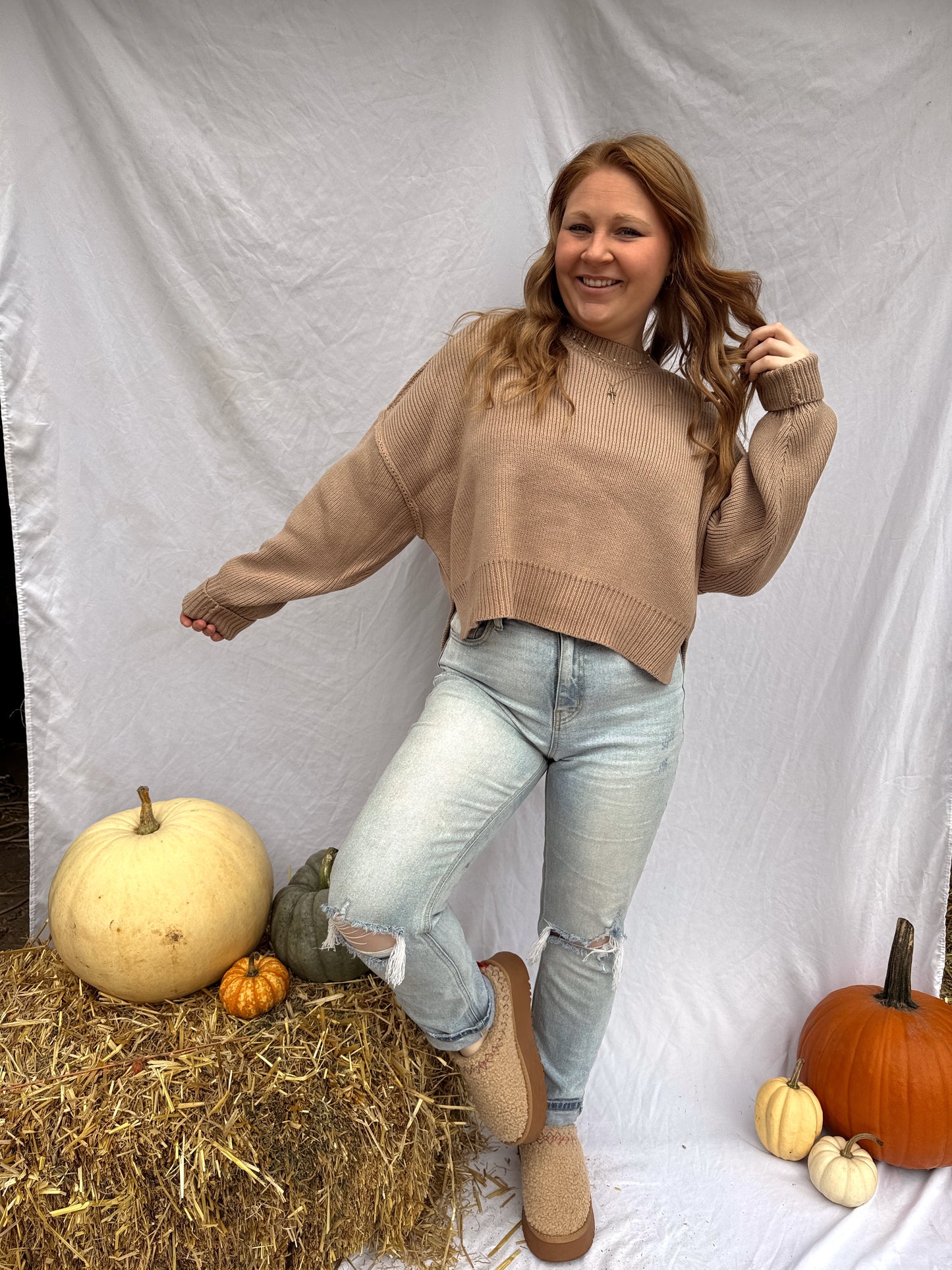 Cropped Ribbed Sweater