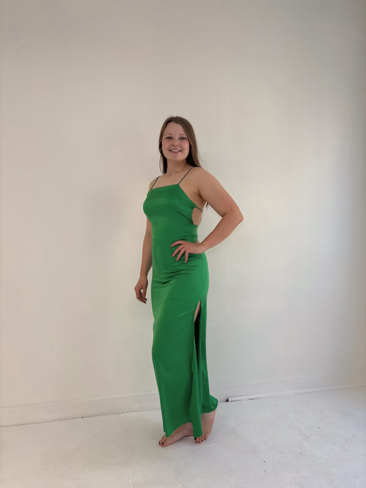Green Slip Maxi Dress