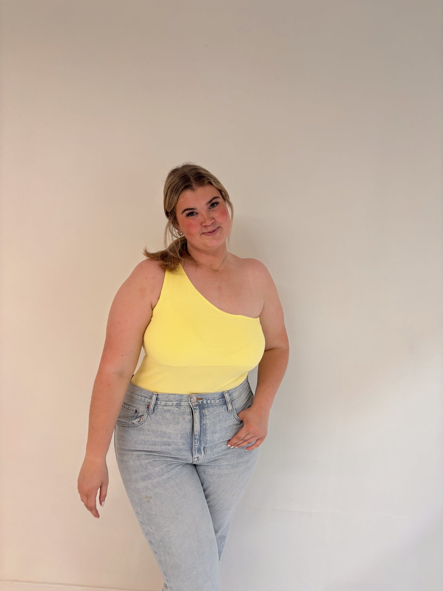 Yellow One Shoulder Bodysuit