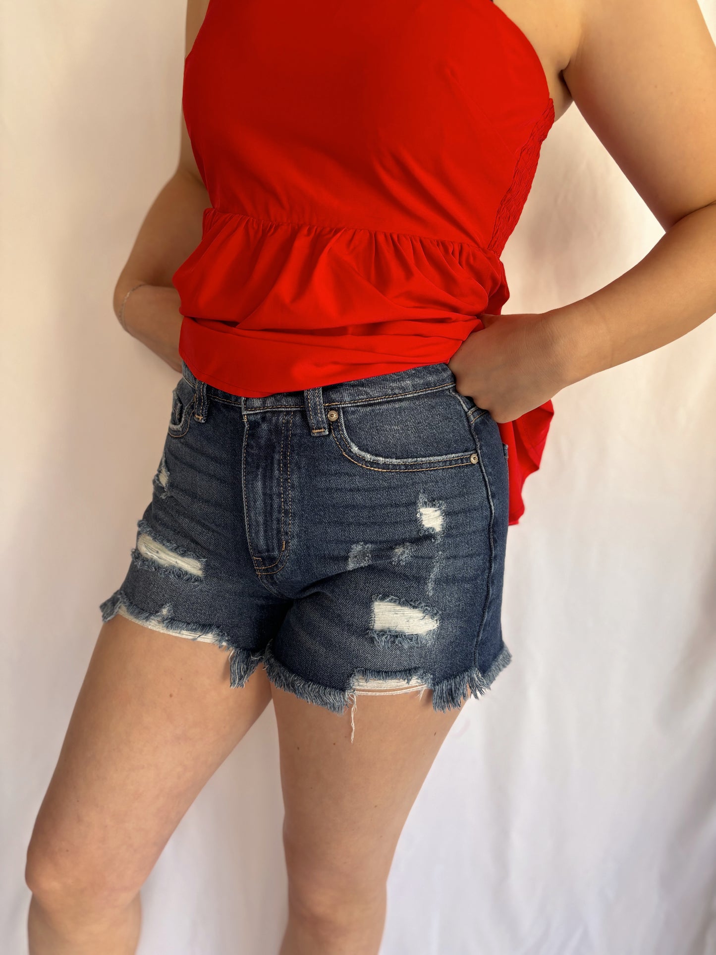 High Rise Dark Wash Shorts