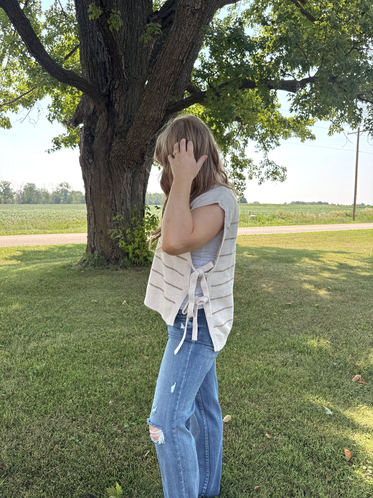 Side Tie Knit Sweater Top
