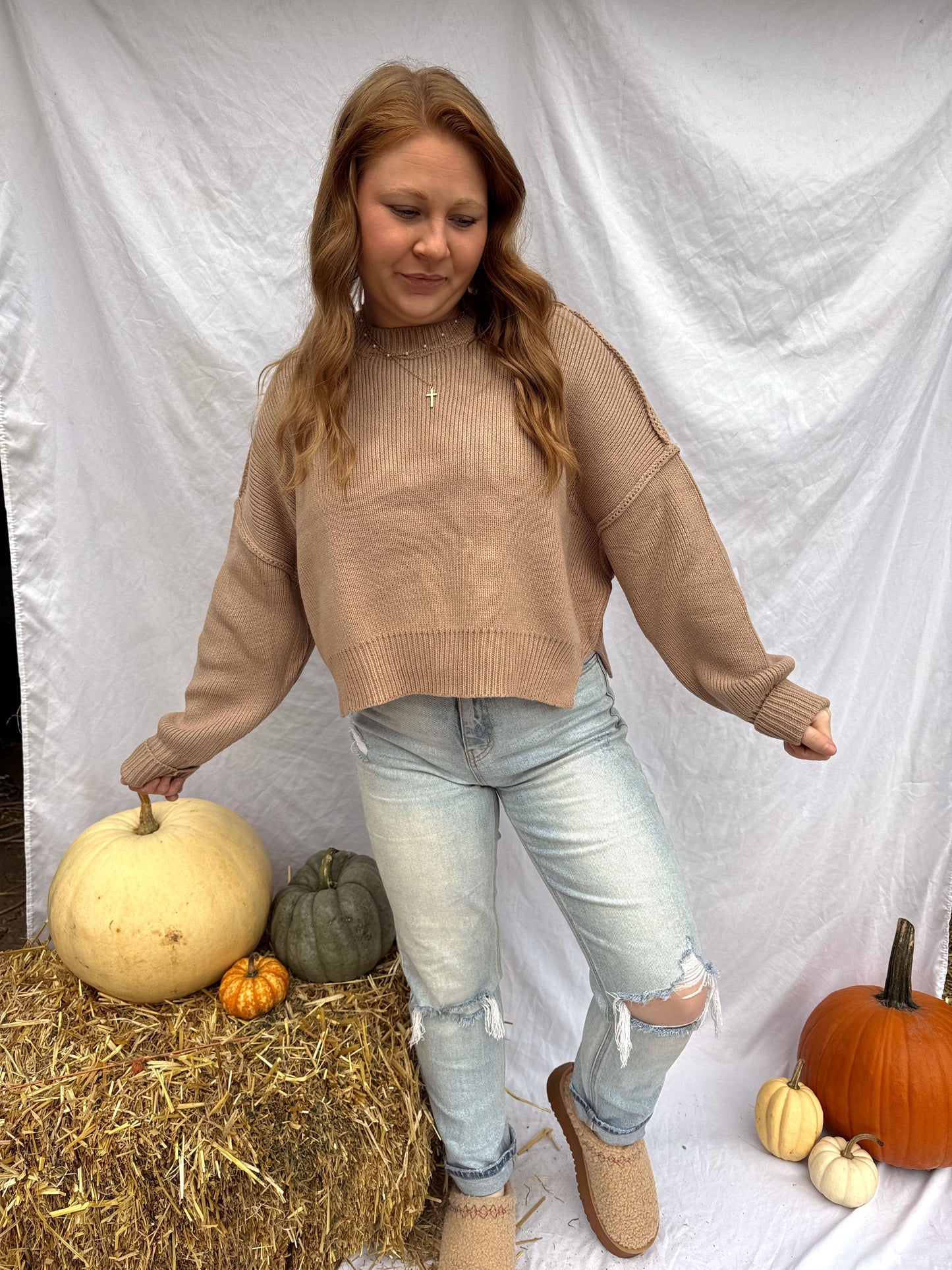 Cropped Ribbed Sweater