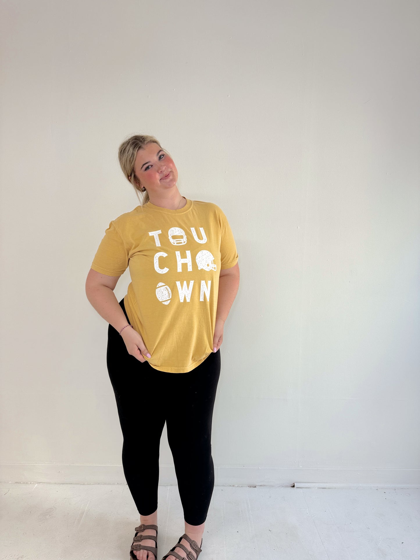 Touchdown Graphic Tee-Mustard