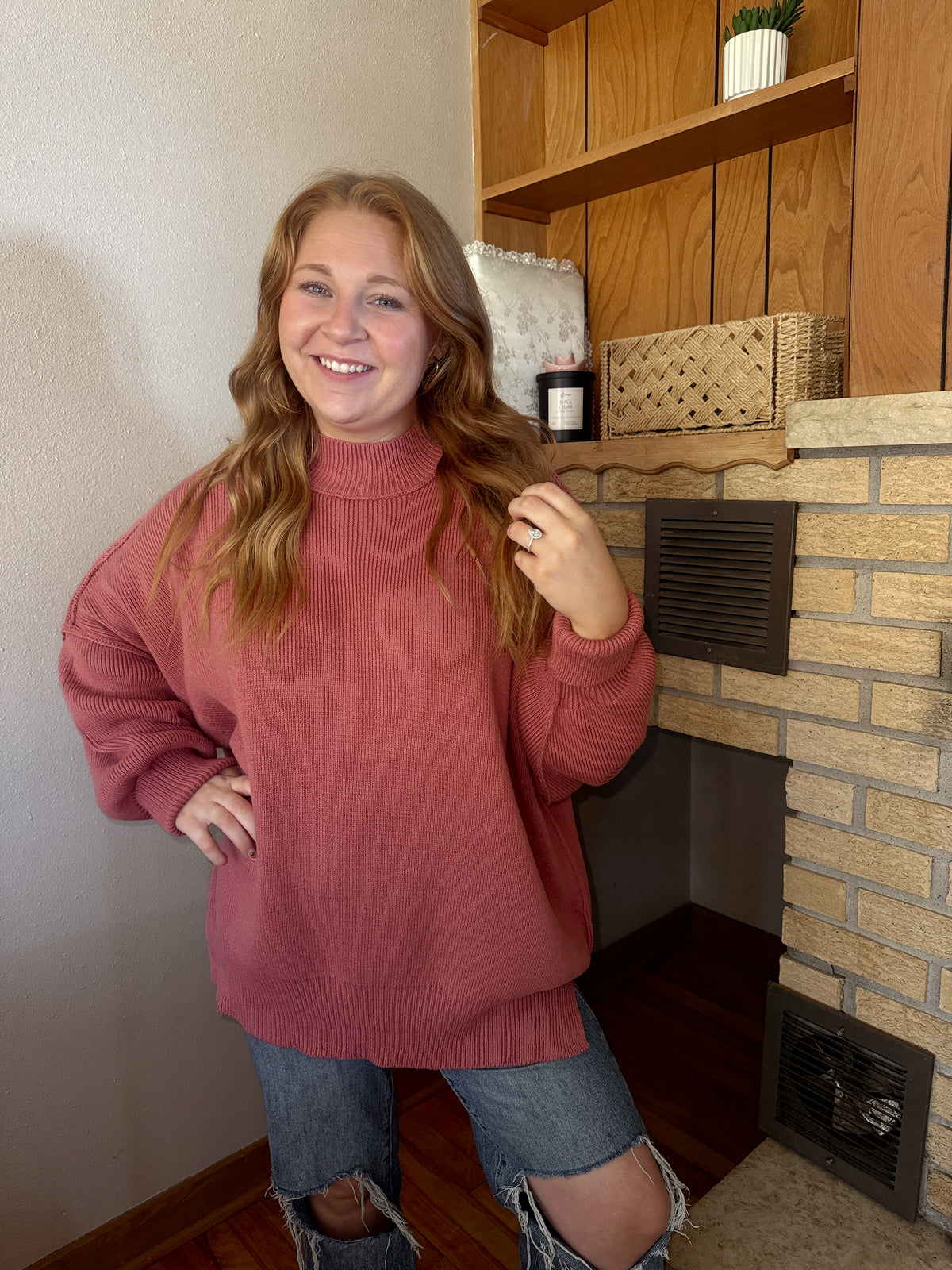 Payton Oversized Sweater - Winter Rose