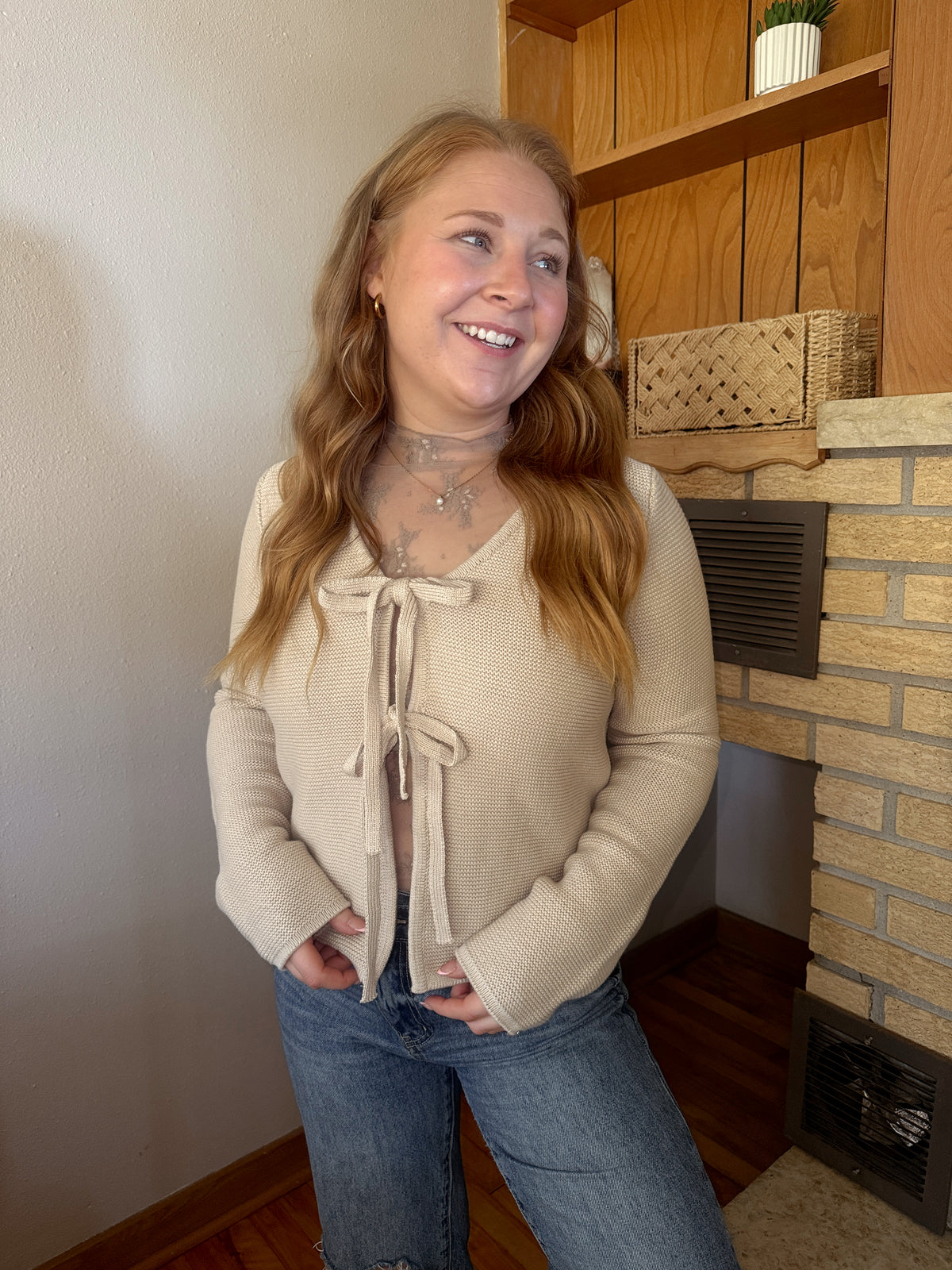 Front Tie Sweater Top