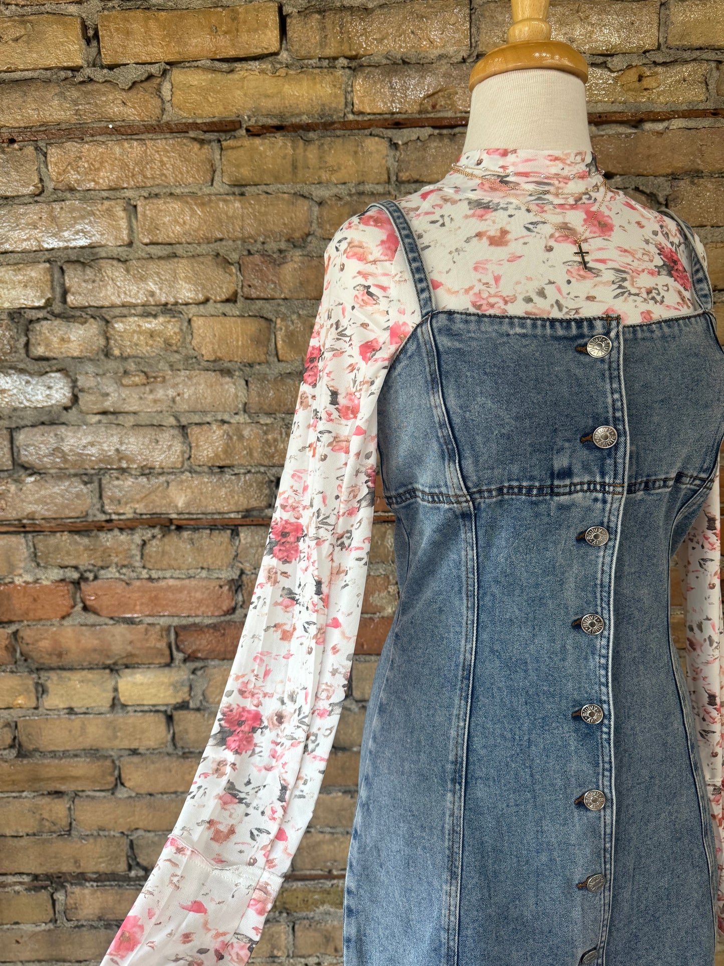 Pink Floral mesh Top