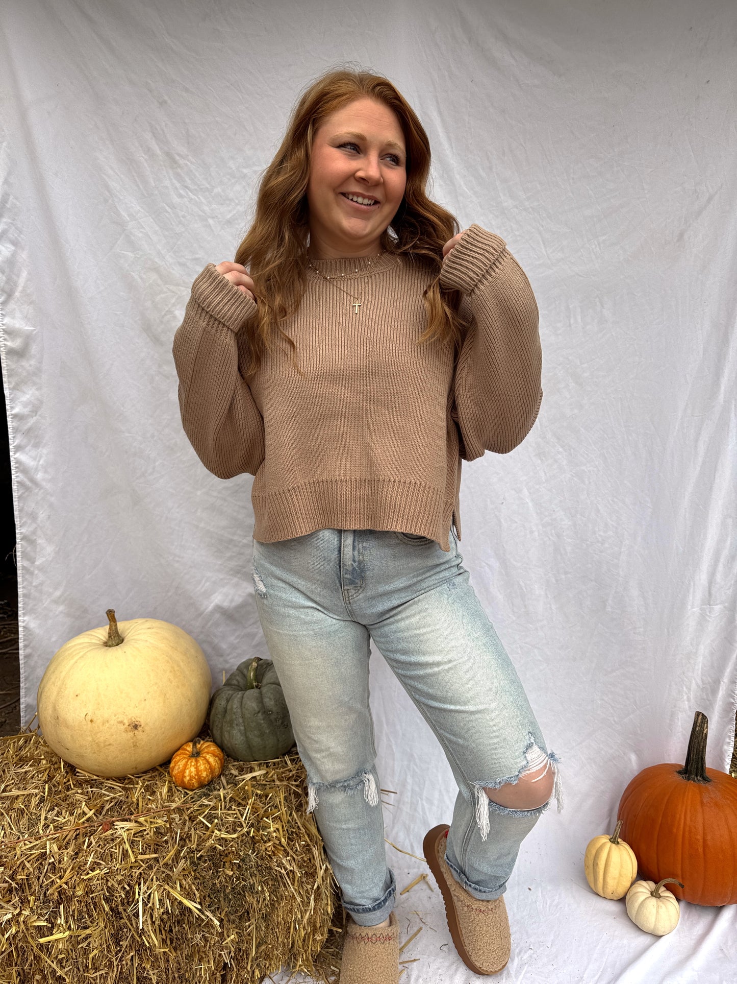 Cropped Ribbed Sweater