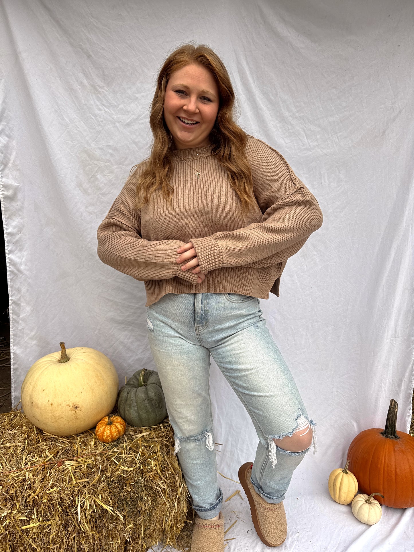 Cropped Ribbed Sweater