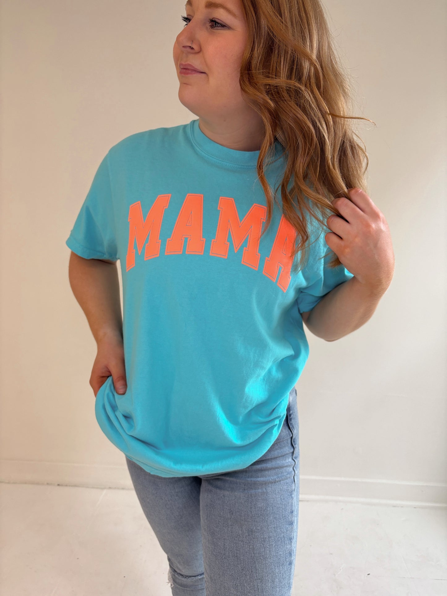 MAMA Puff Print Graphic Tee (Lagoon Blue)