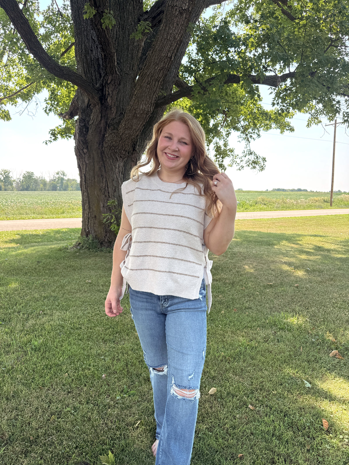 Side Tie Knit Sweater Top