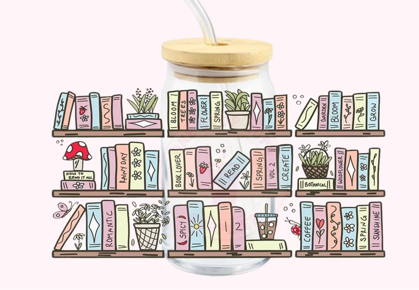 Bookish Glass Cup