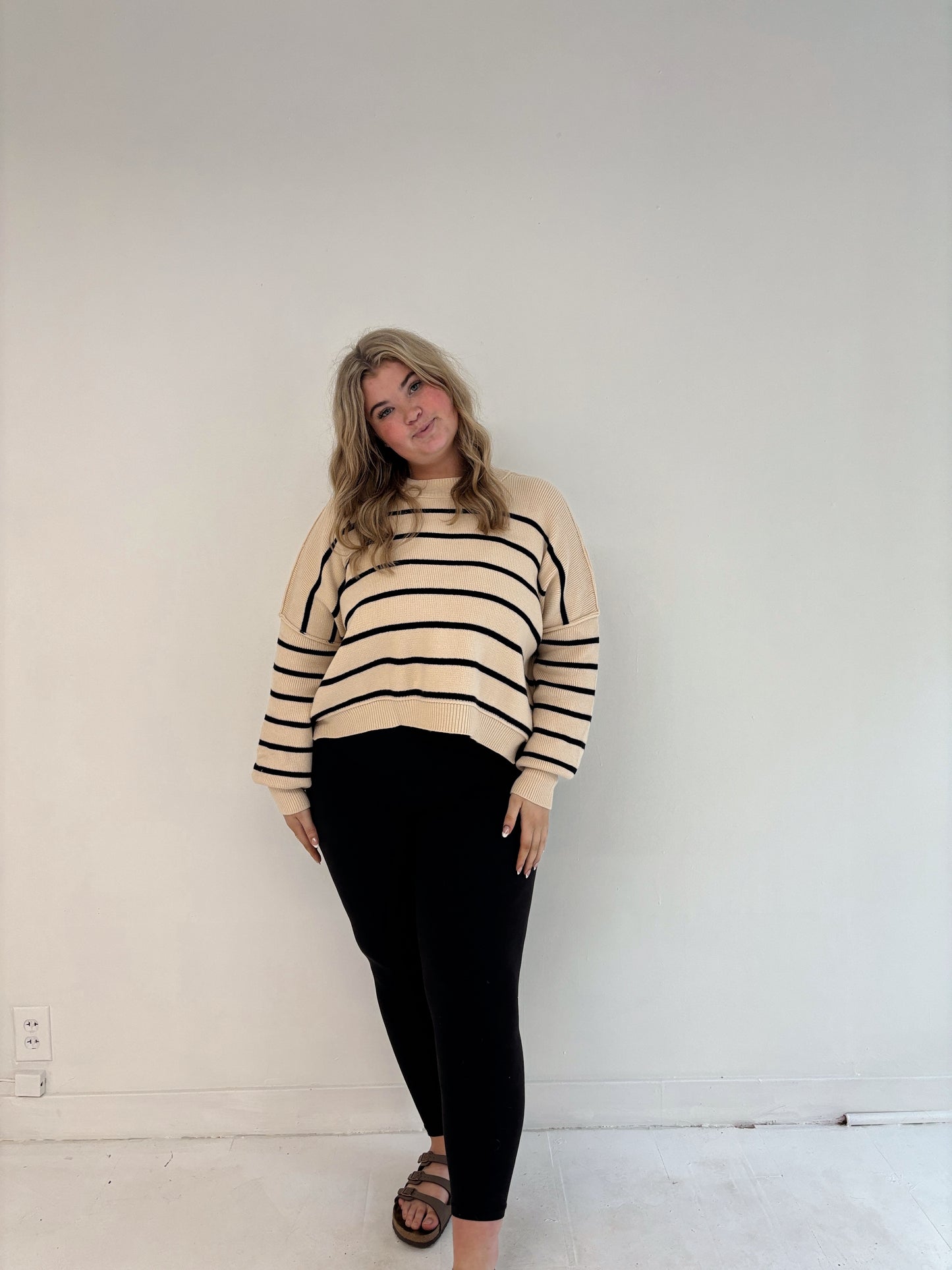 Black Stripe Crop Sweater