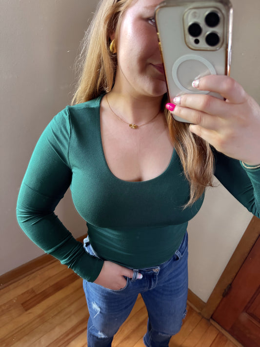 Scoop Neck Long Sleeve - Dark Green
