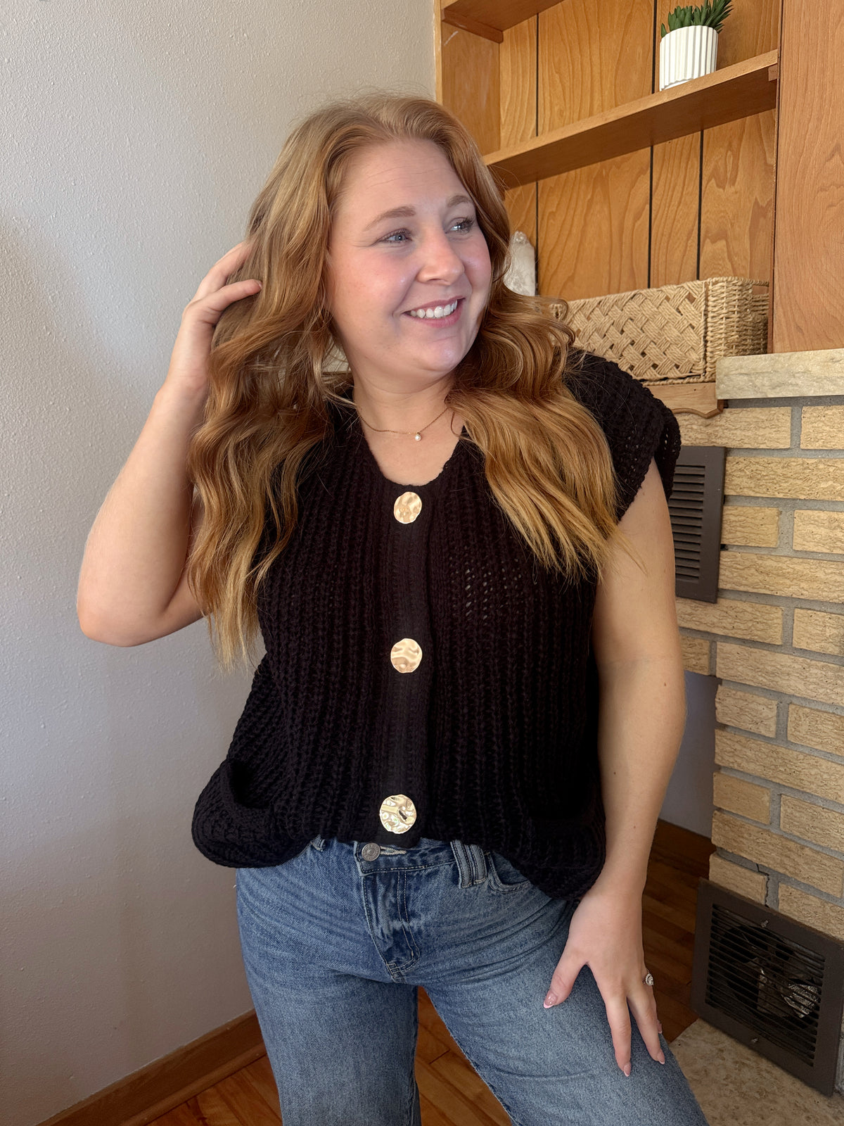 Button Up Sweater Vest
