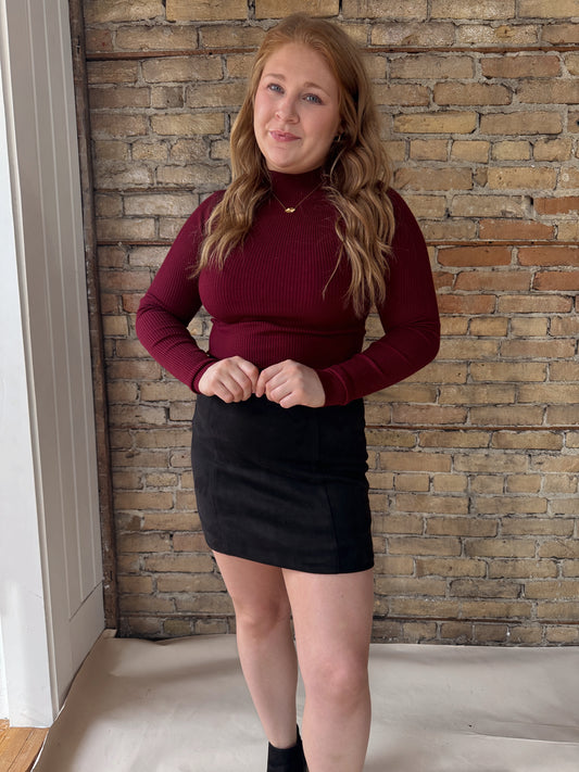 Ribbed Mock Neck Long Sleeve