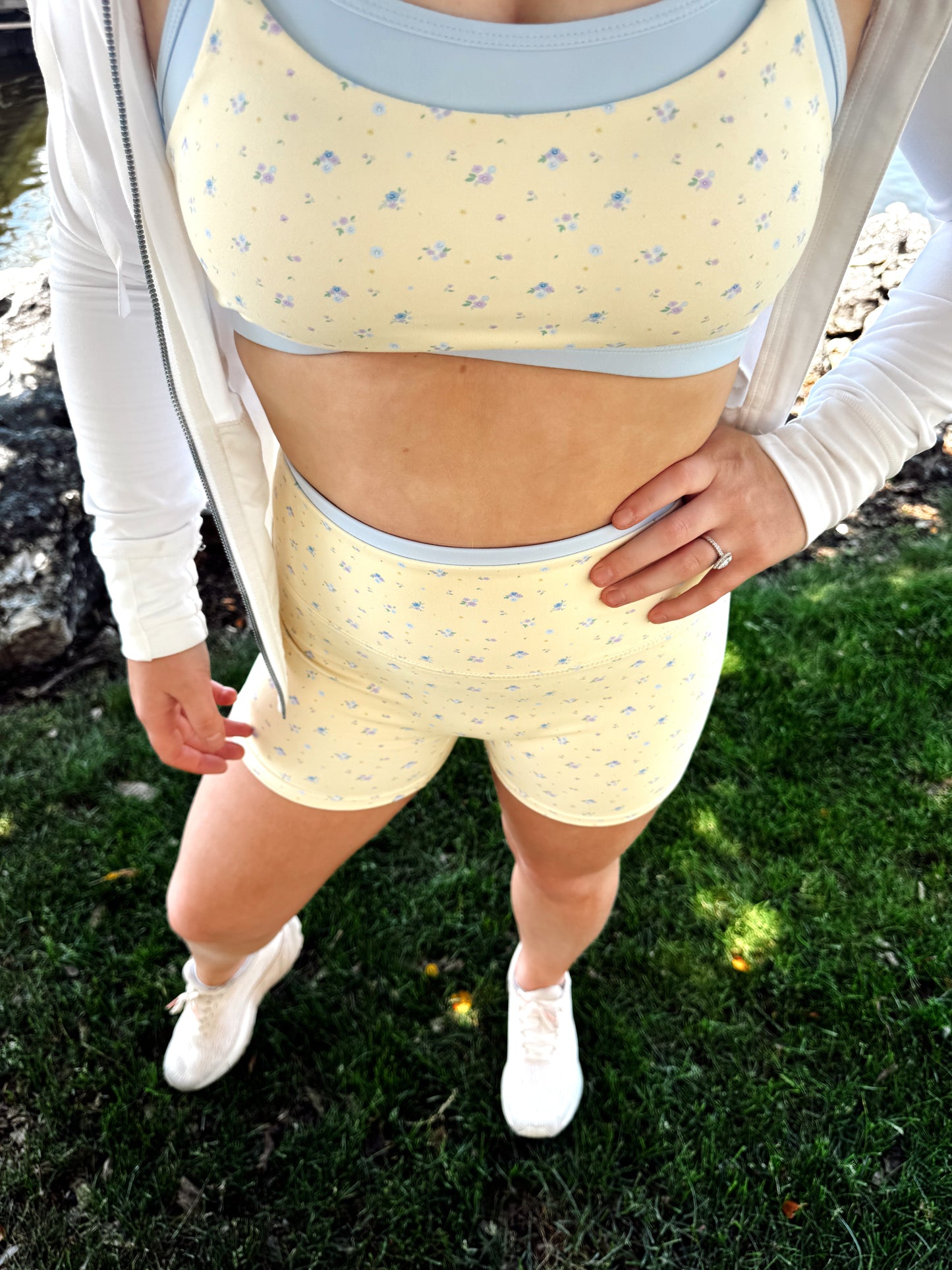 Lemon Bloom Biker Shorts