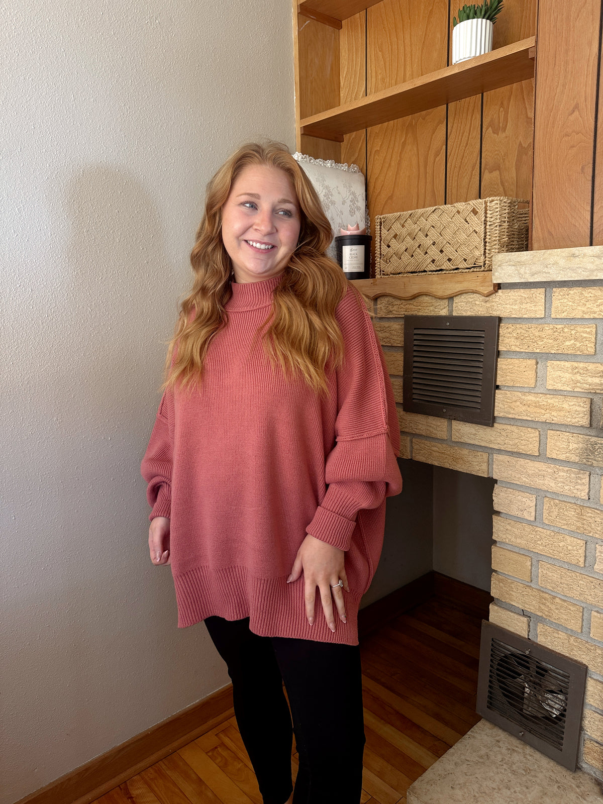 Payton Oversized Sweater - Winter Rose
