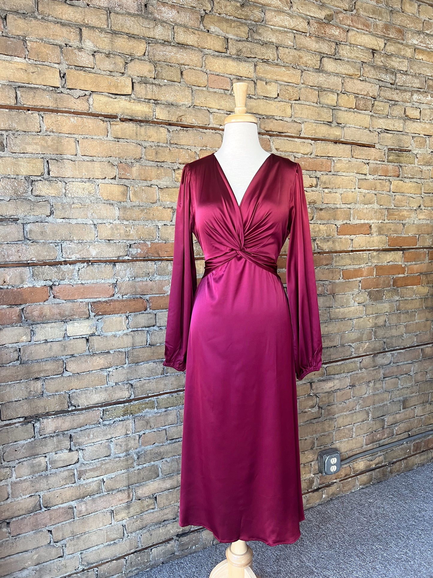 Grace Satin Twist Detail Midi Dress