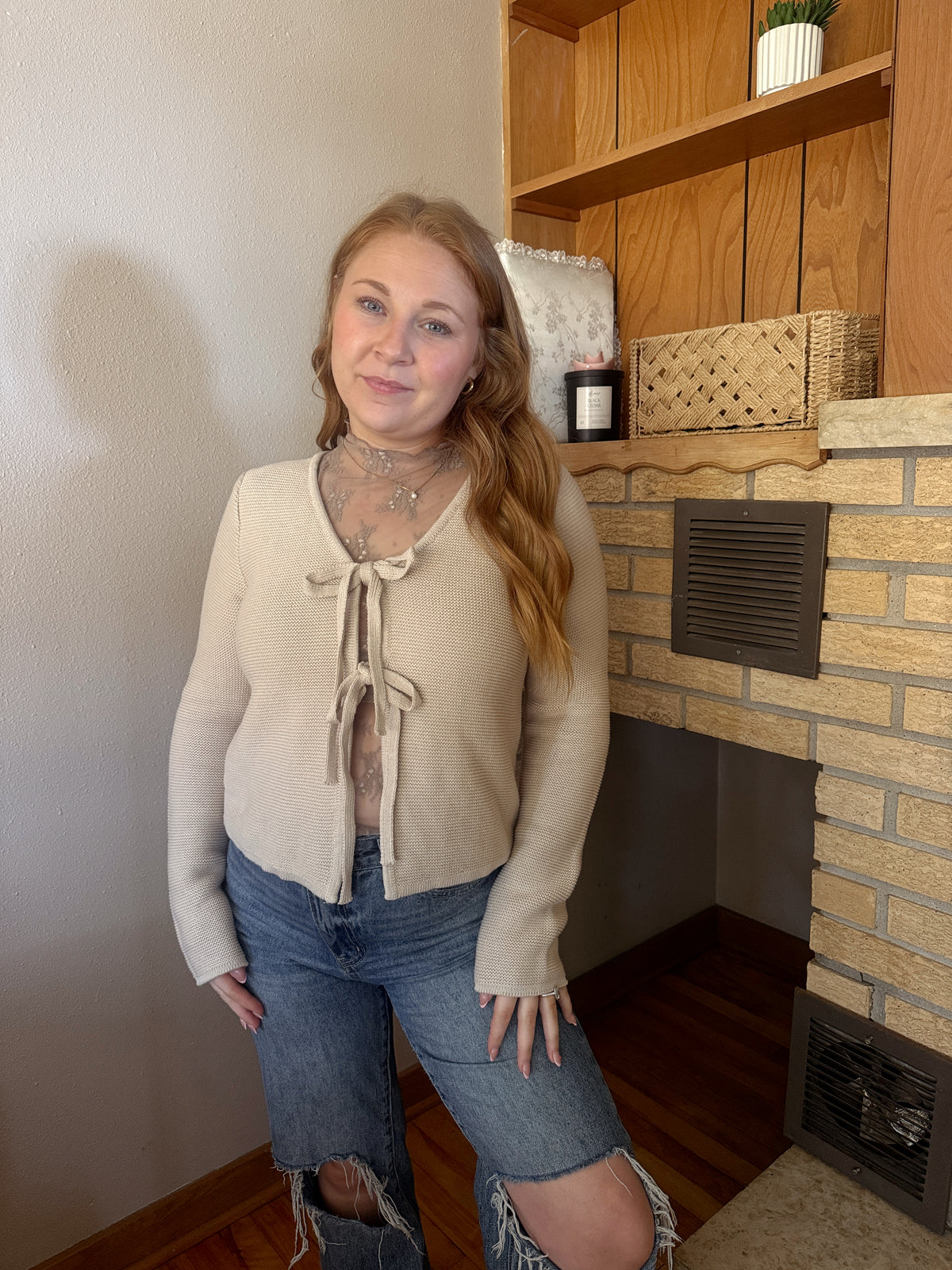 Front Tie Sweater Top
