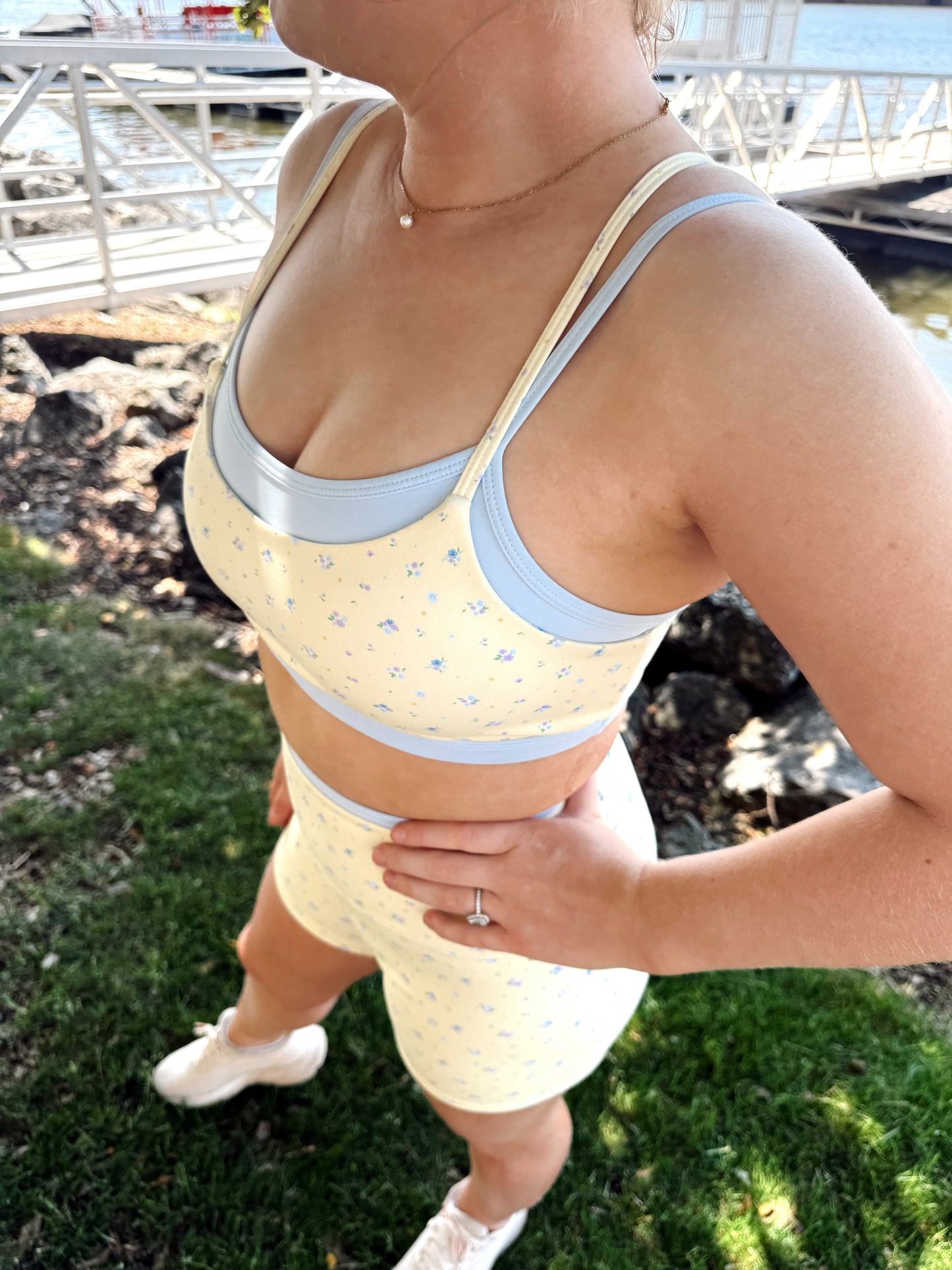 Lemon Bloom Biker Shorts
