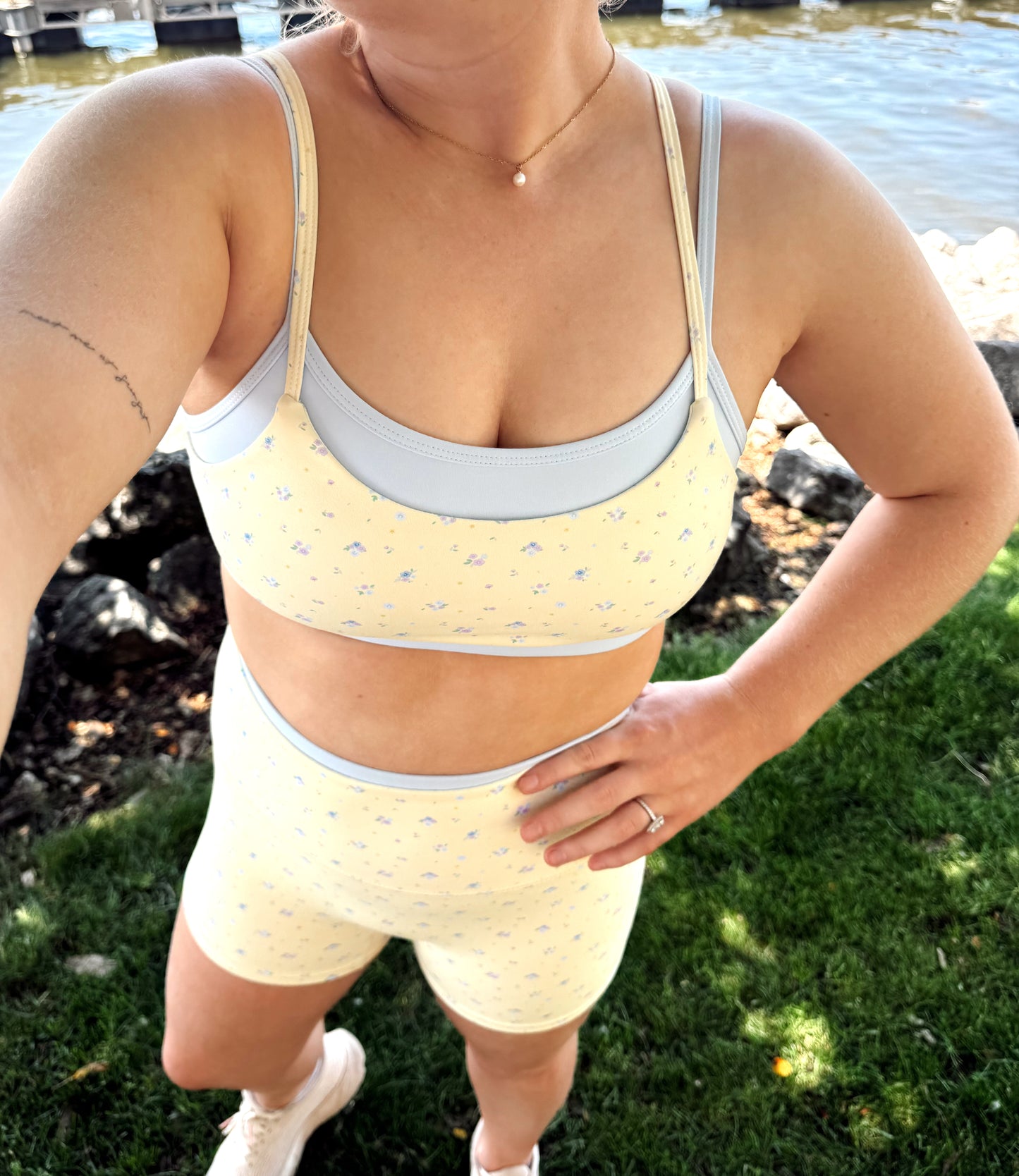 Lemon Bloom Biker Shorts