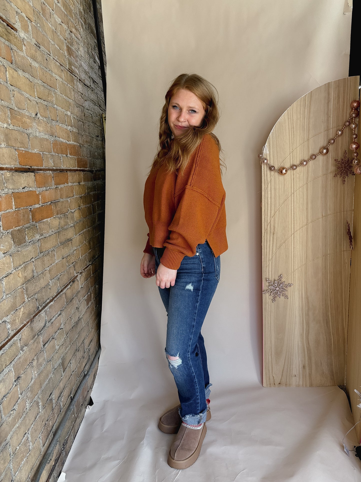 Knitted Mock Neck Pullover Sweater