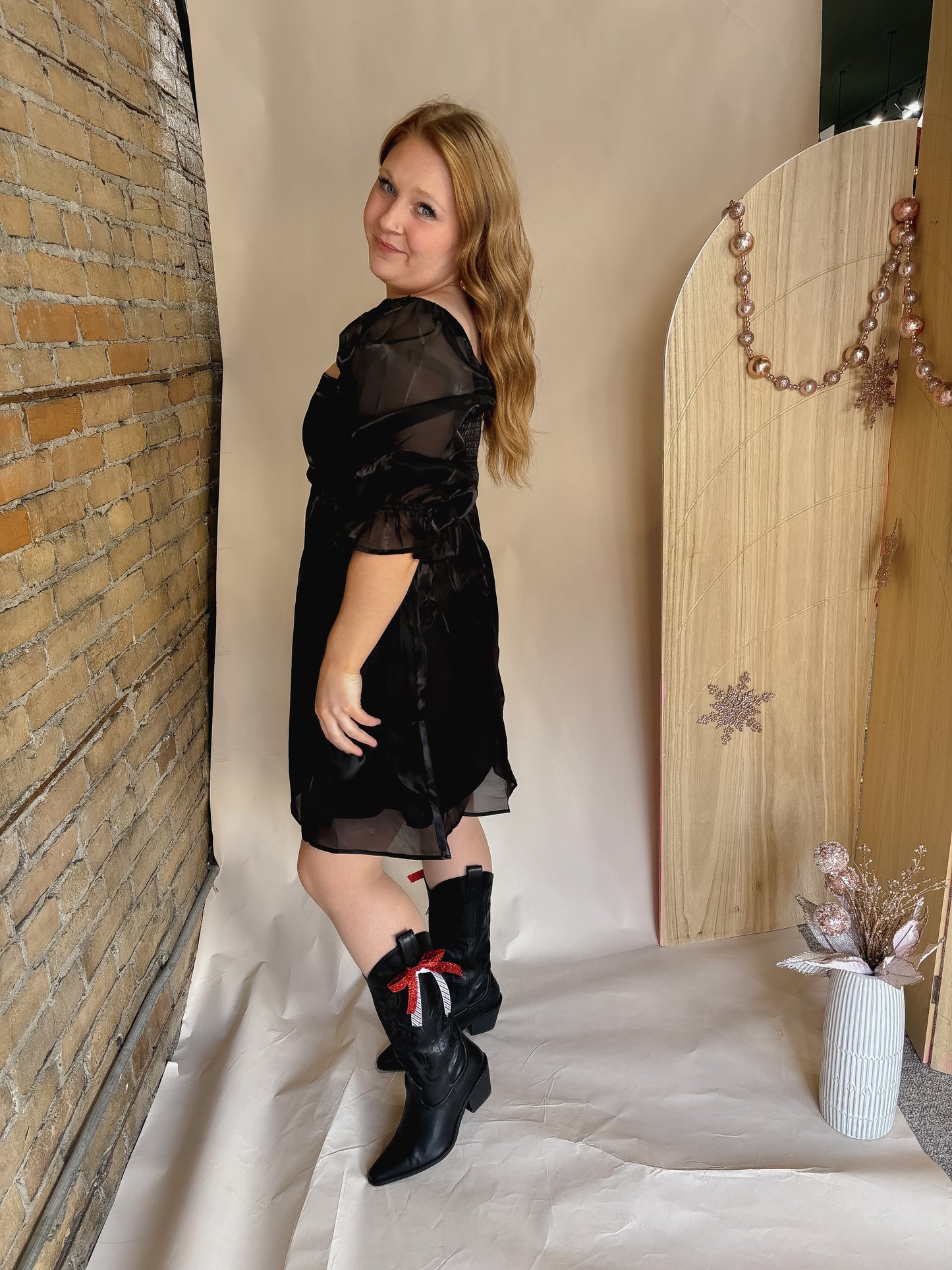 Holiday Party Satin Babydoll Dress