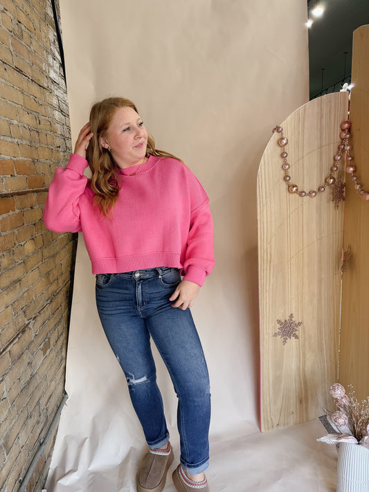 Hot Pink Cropped Sweater