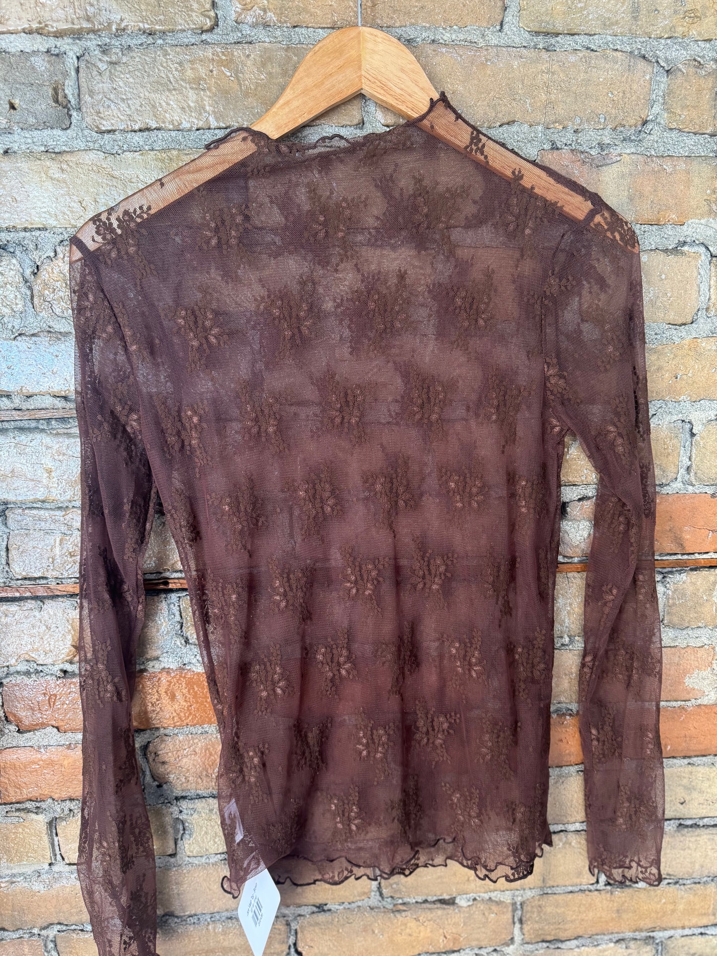Lace Mesh Top - Brown
