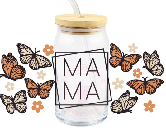 Mama Butterfly Glass Cup
