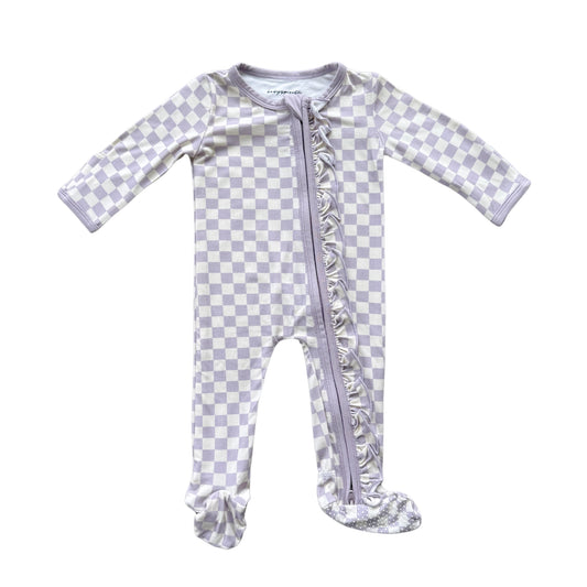 Lavender Checkered Bamboo Footie