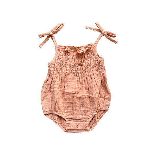 Baby Tie-Smocked Gauze Romper