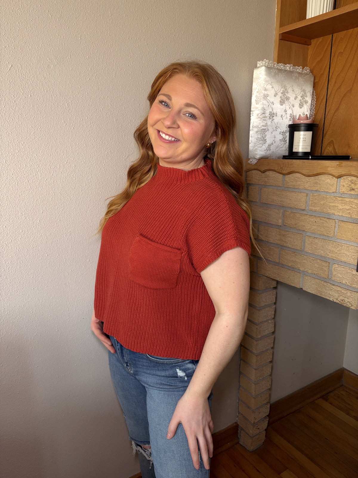 Brooklyn Cropped Sweater - Rust