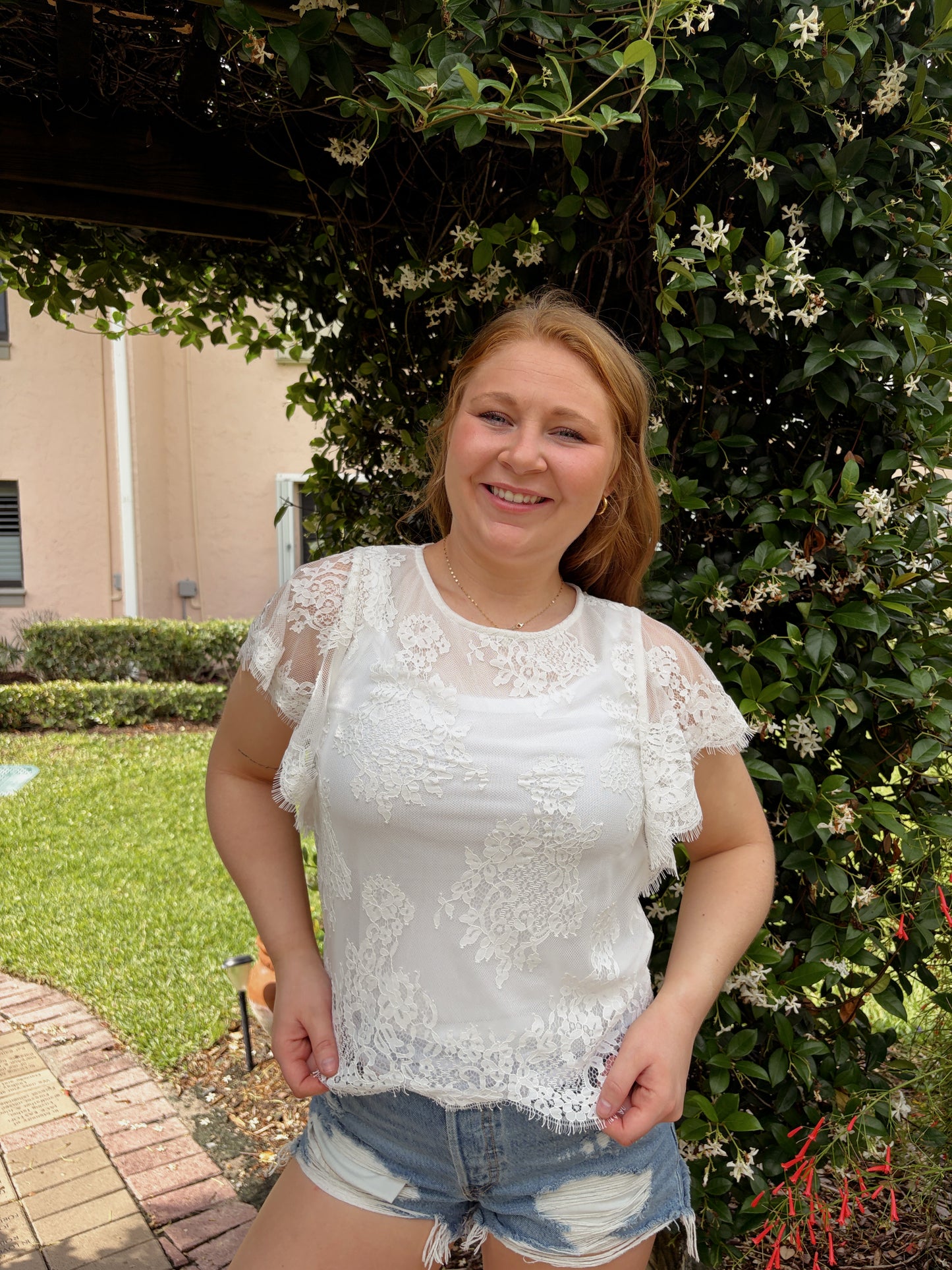 Flutter Sleeve Lace Top
